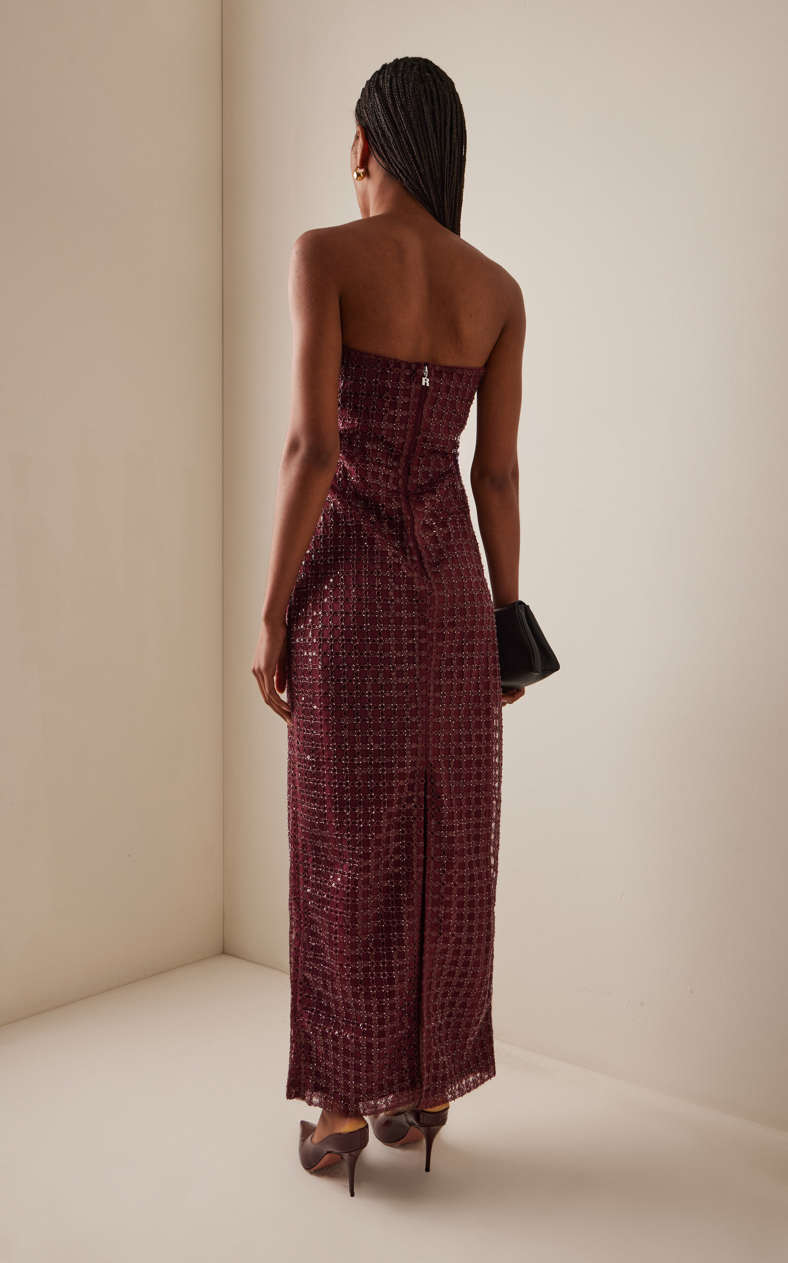 Beaded Maxi Tube Dress burgundy - 4