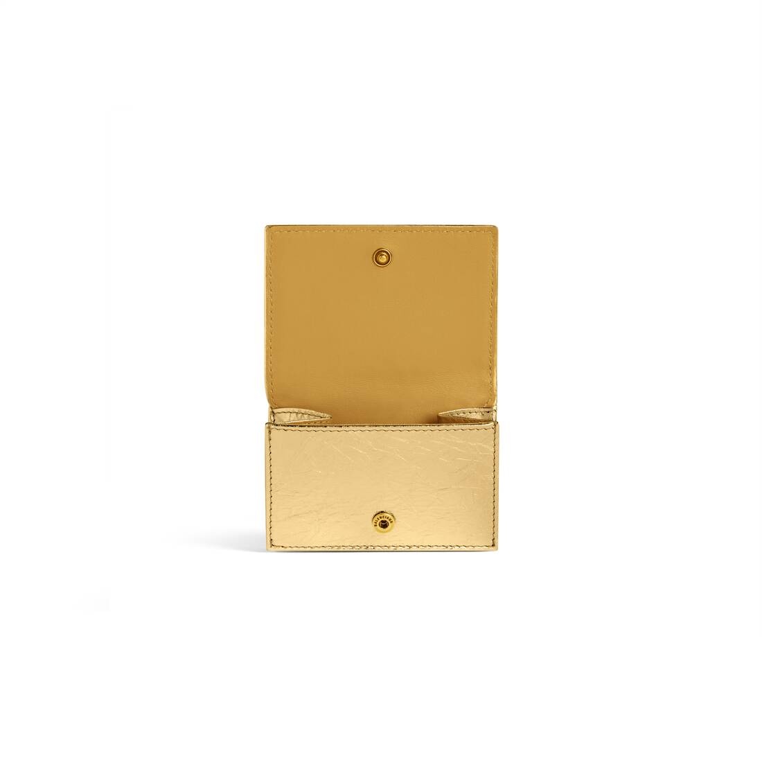 Women's Crush Flap Coin And Card Holder Metallized Quilted  in Gold - 2