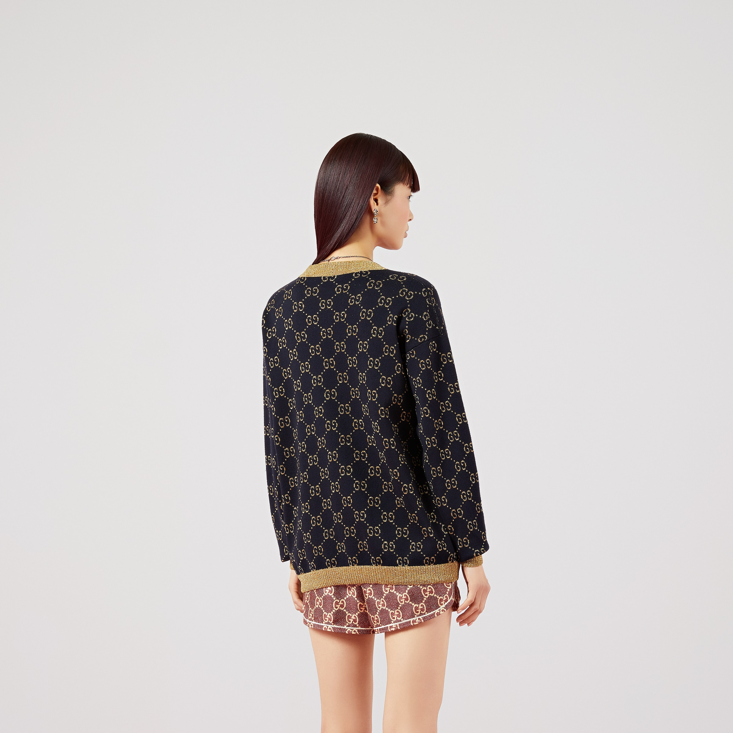 GG cotton lamé cardigan - 5