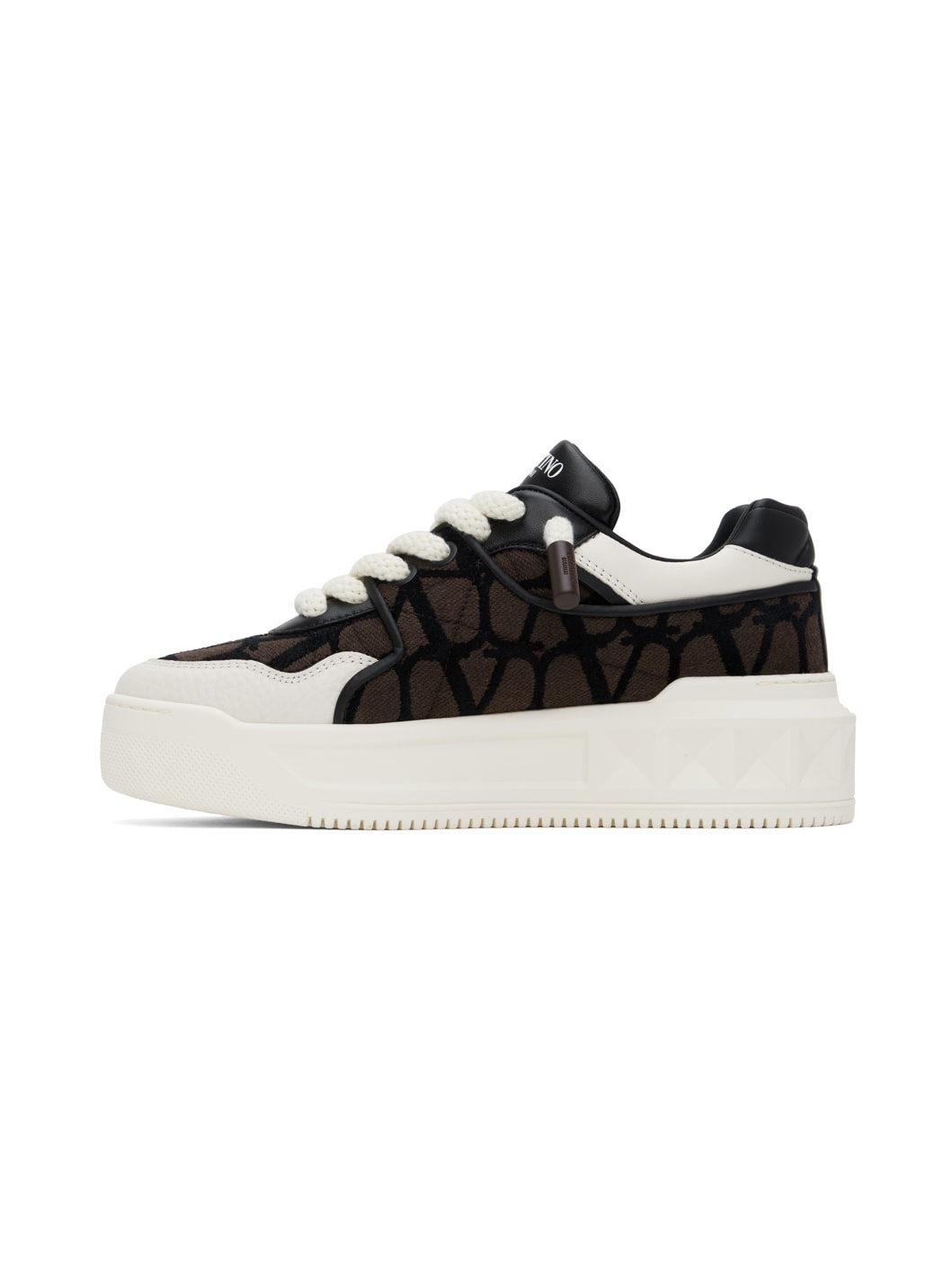White & Brown One Stud XL Low-Top Sneakers - 3