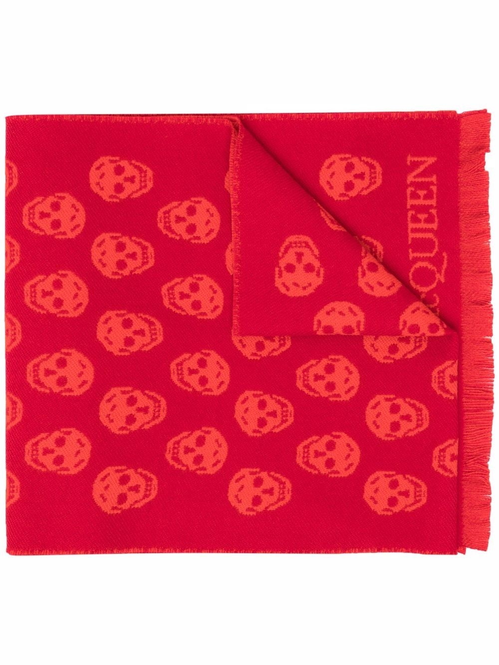 skull-embroidered wool scarf - 1