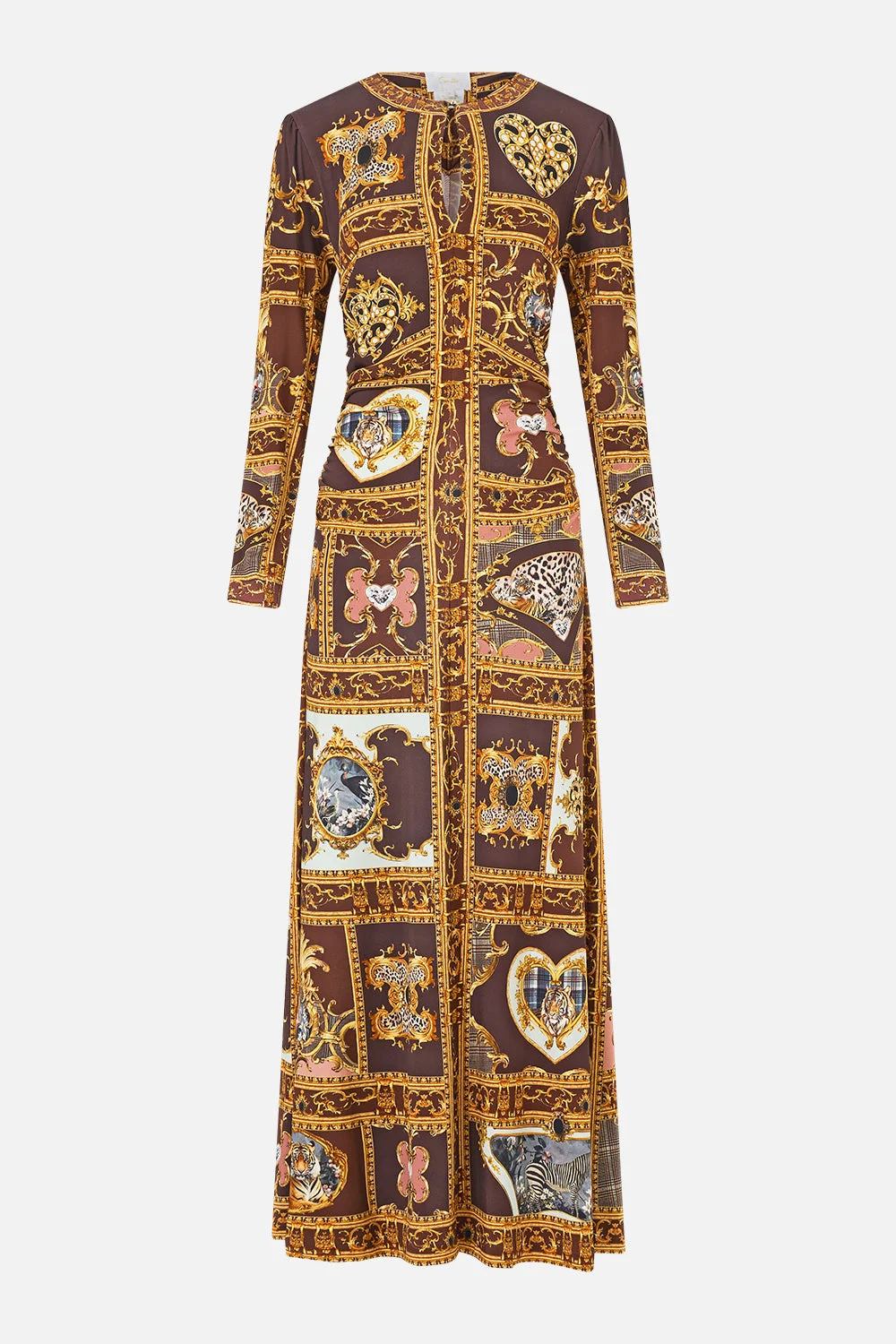 GATHERED JERSEY LONG DRESS ANIMALS IN THE PALACE - 1