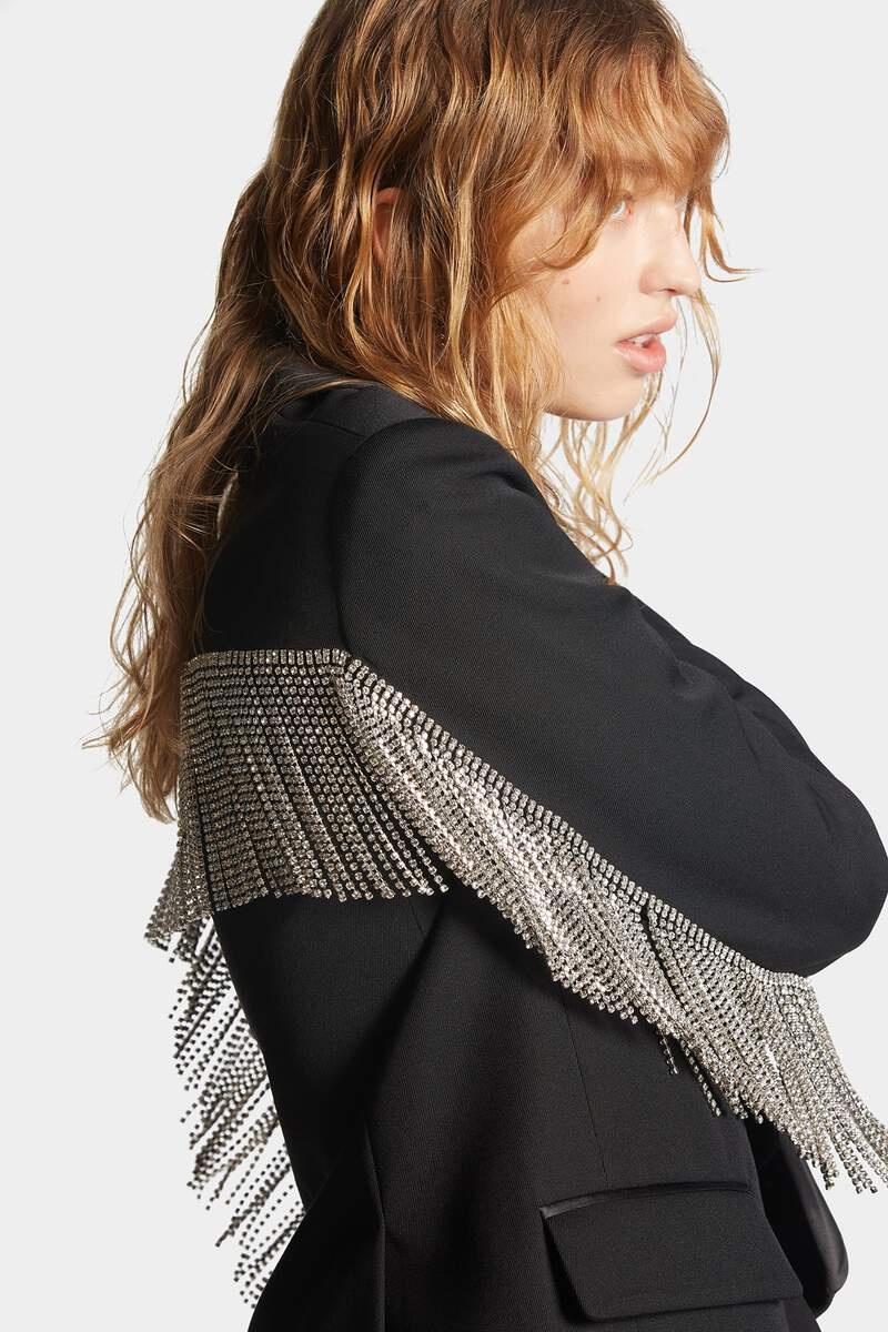 CRYSTAL FRINGED BLAZER - 6