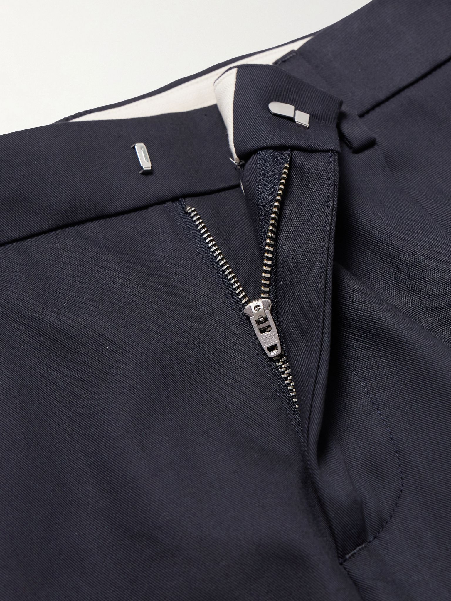 Straight-Leg Pleated Cotton-Gabardine Trousers Navy - 6