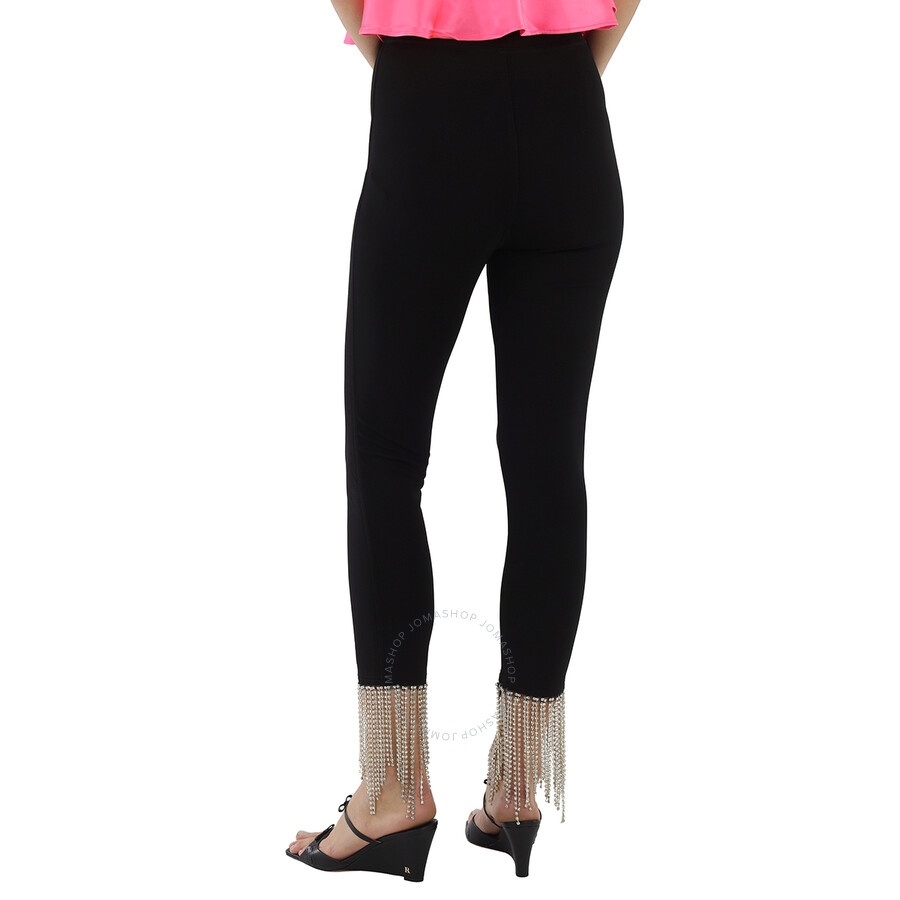 Burberry Ladies Black Crystal Fringe Detail Stretch Jersey Leggings - 5