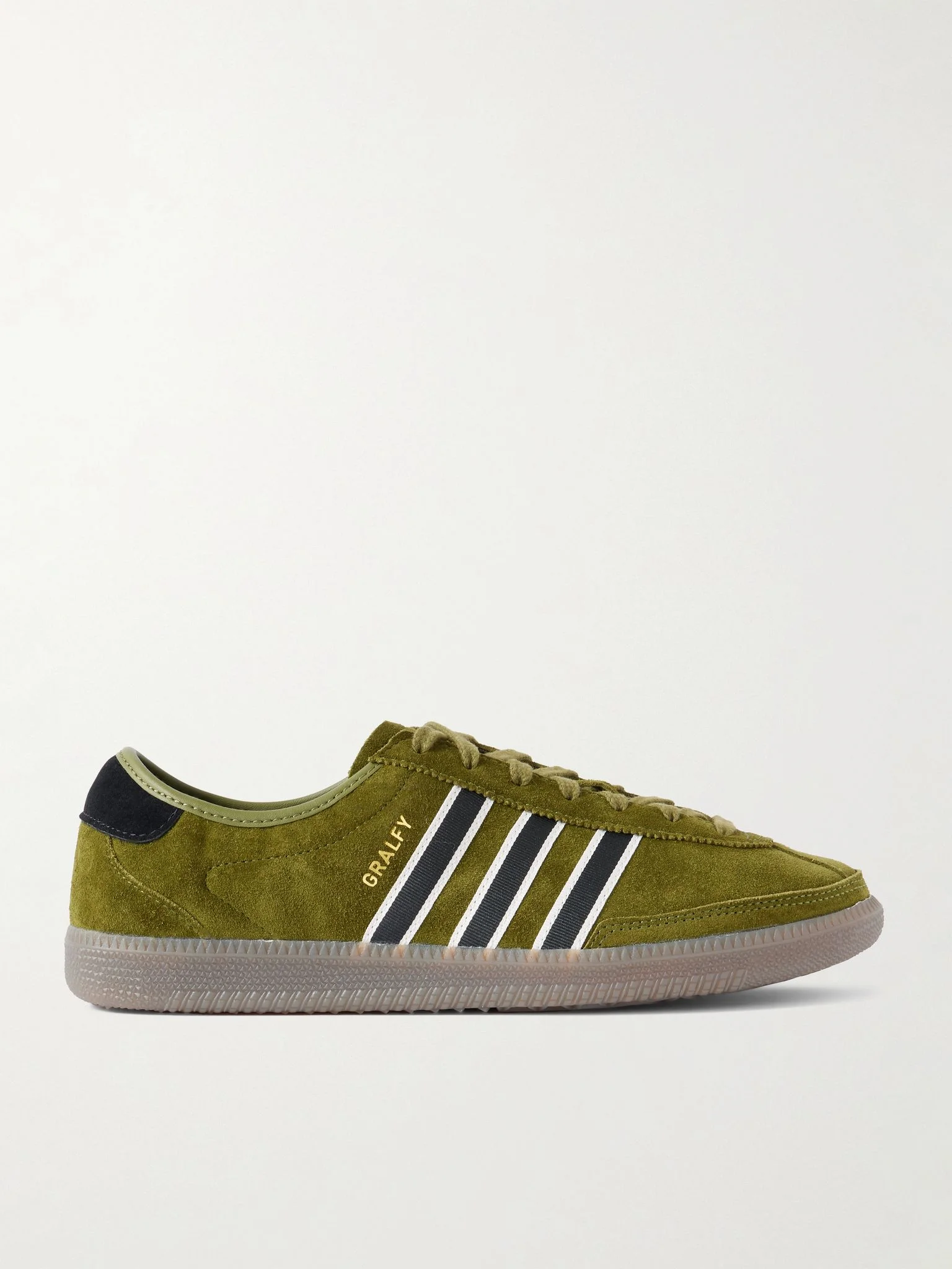 Gralfy Spezial Webbing-Trimmed Suede Sneakers Army green - 1
