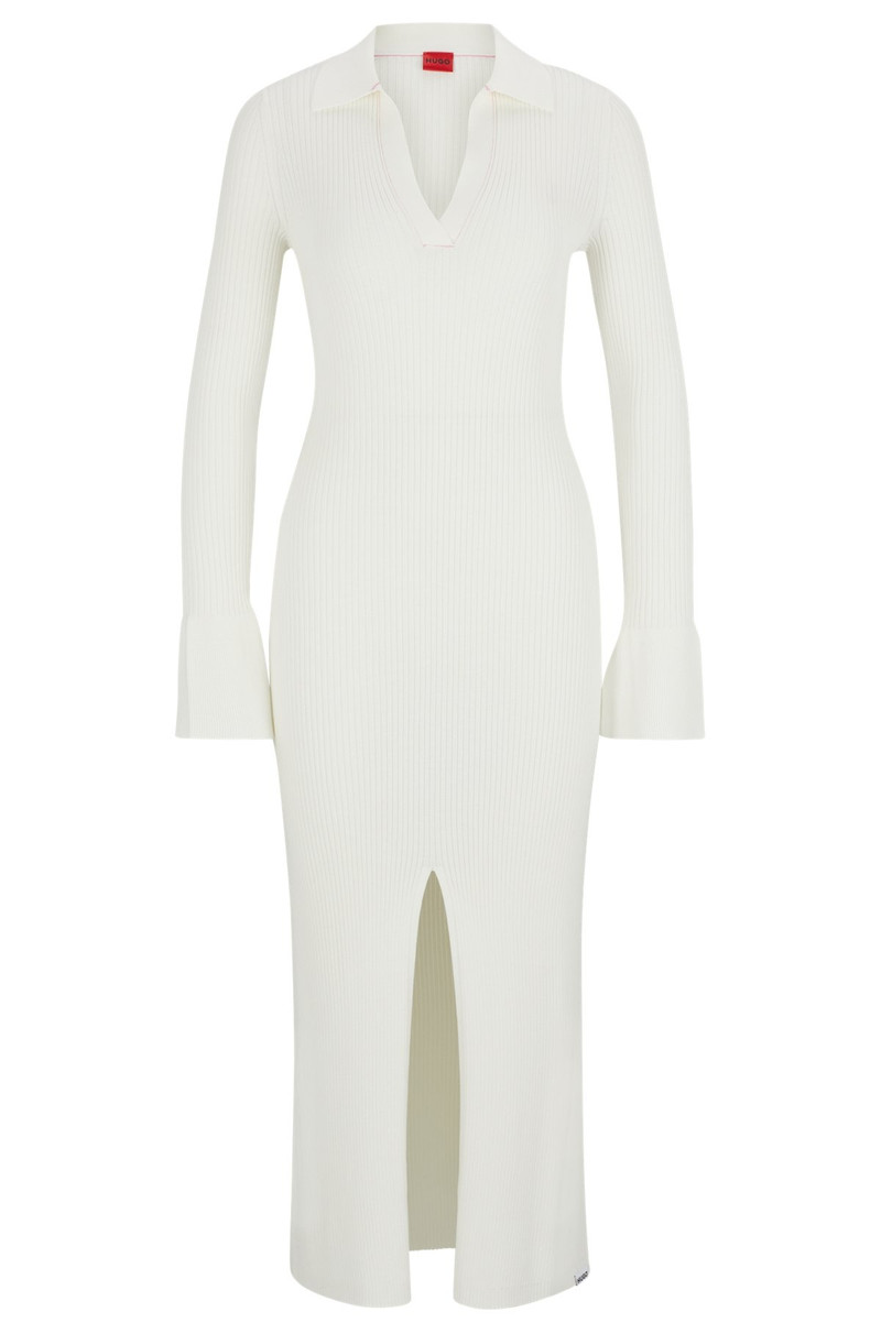 FRONT-SLIT POLO DRESS IN RIBBED CREPE 1