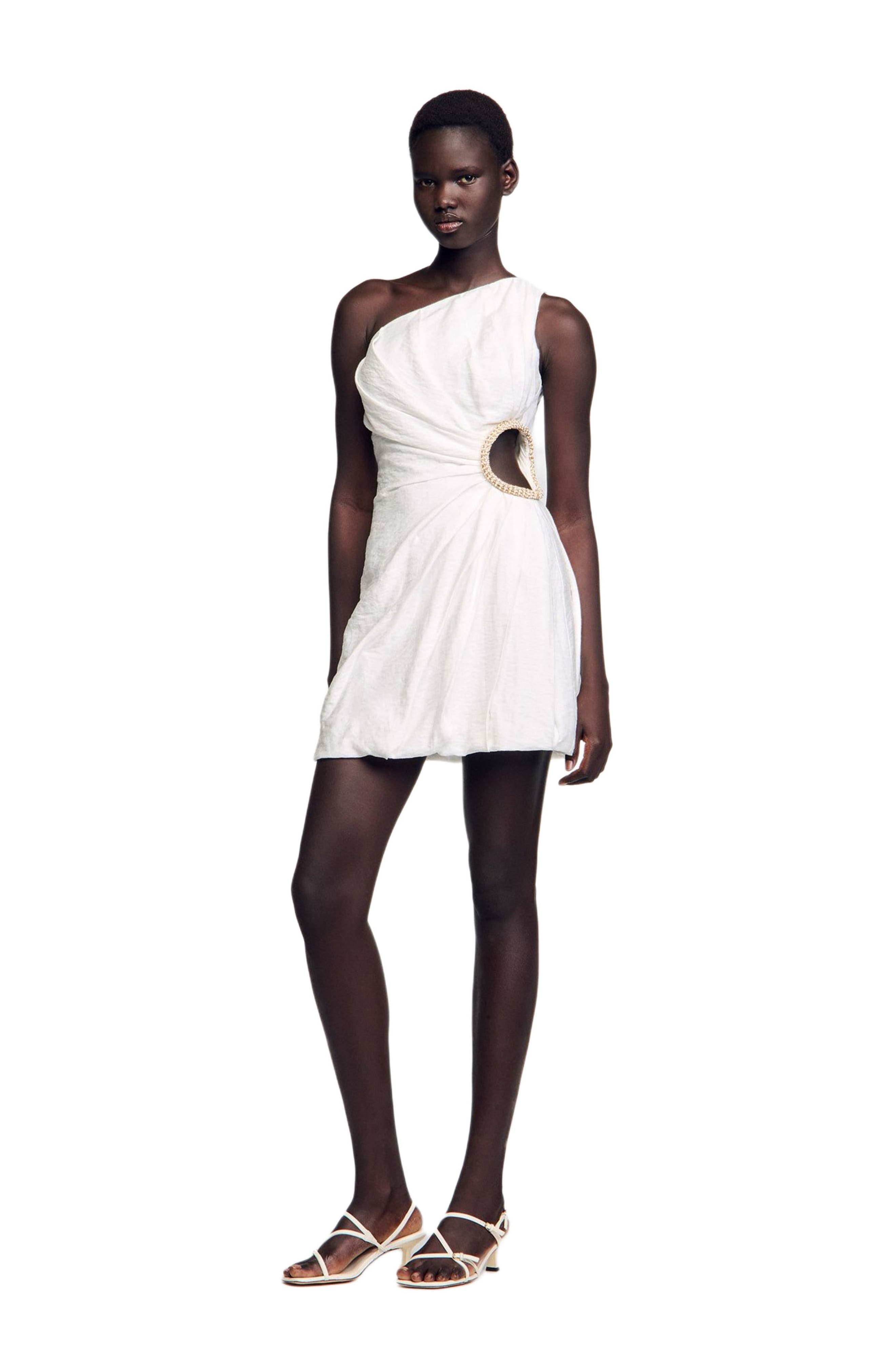 SANDRO Short asymmetrical dress in White at Nordstrom - 3