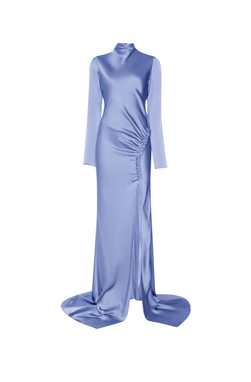 Satin Bias Tab Gown With Slit 1