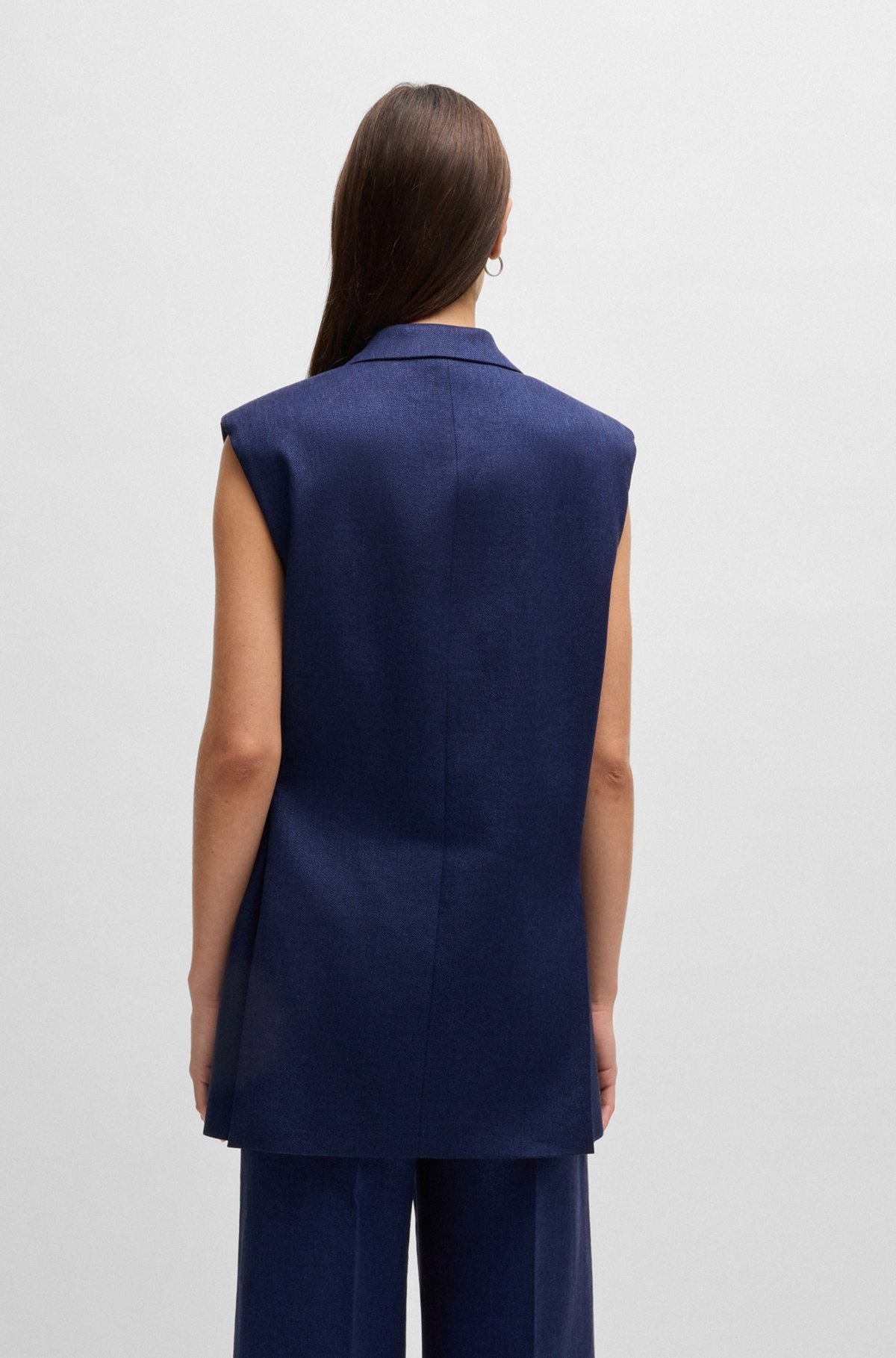 LINEN-BLEND WAISTCOAT WITH ADJUSTABLE BUCKLED STRAP - 4