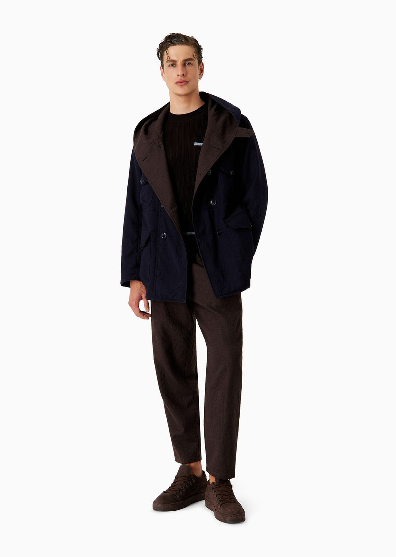 GIORGIO ARMANI Single-darted, crinkled wool flannel trousers outlook