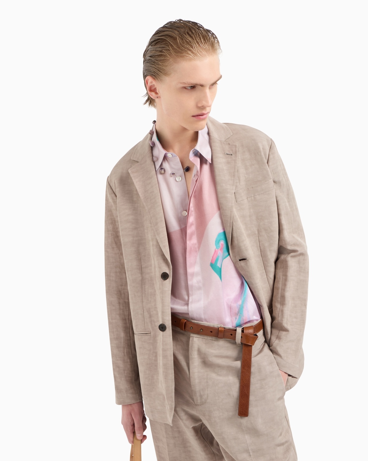 SINGLE-BREASTED LINEN-BLEND BLAZER - 6