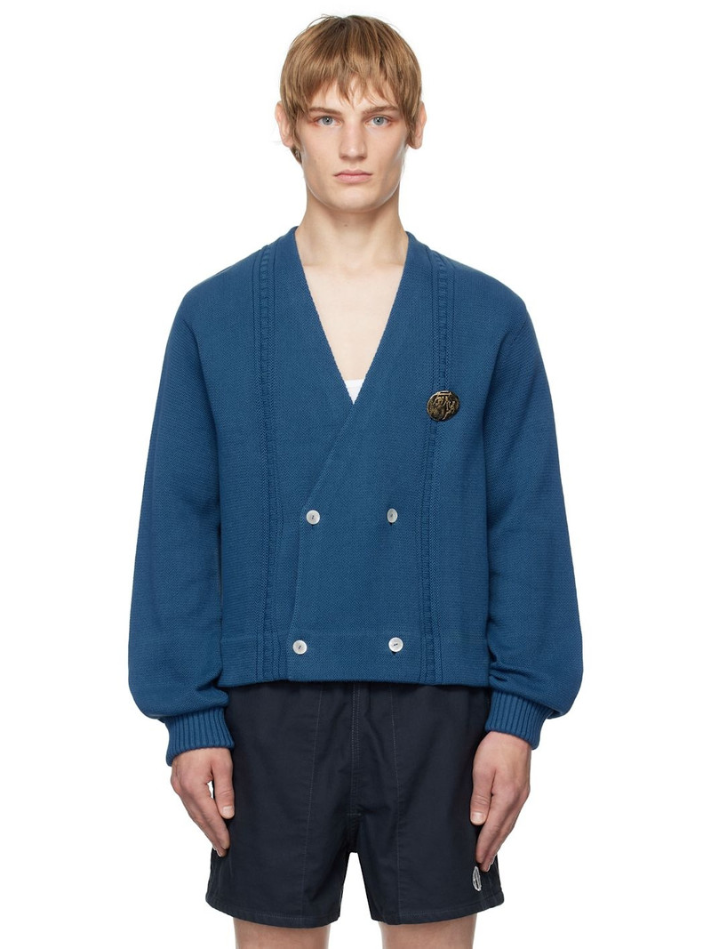 Blue Double-Breasted Cardigan 1