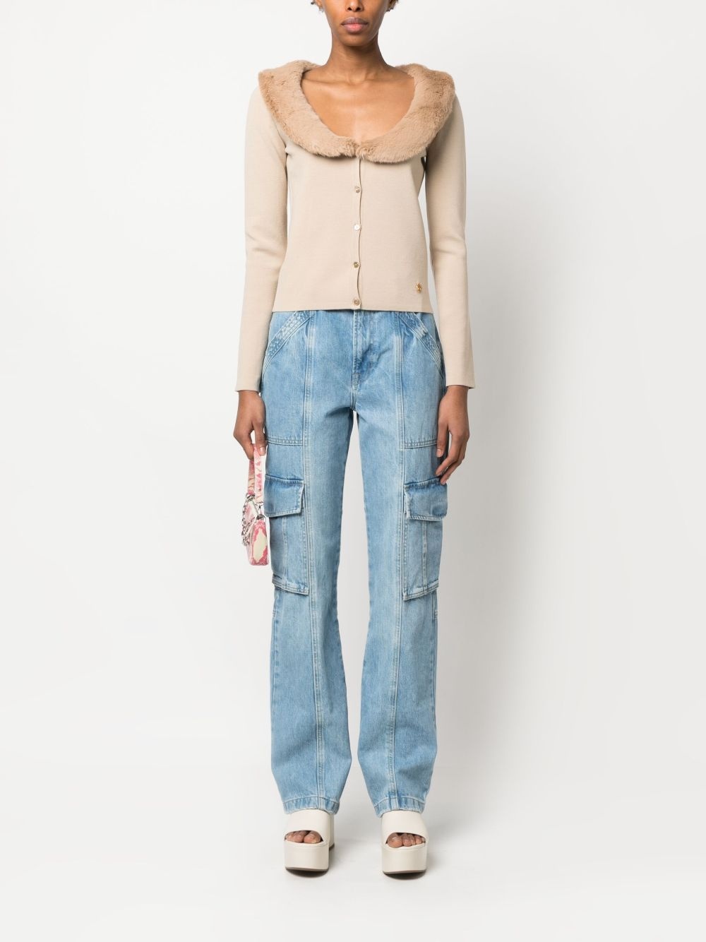 scoop-neck knitted cardigan - 2