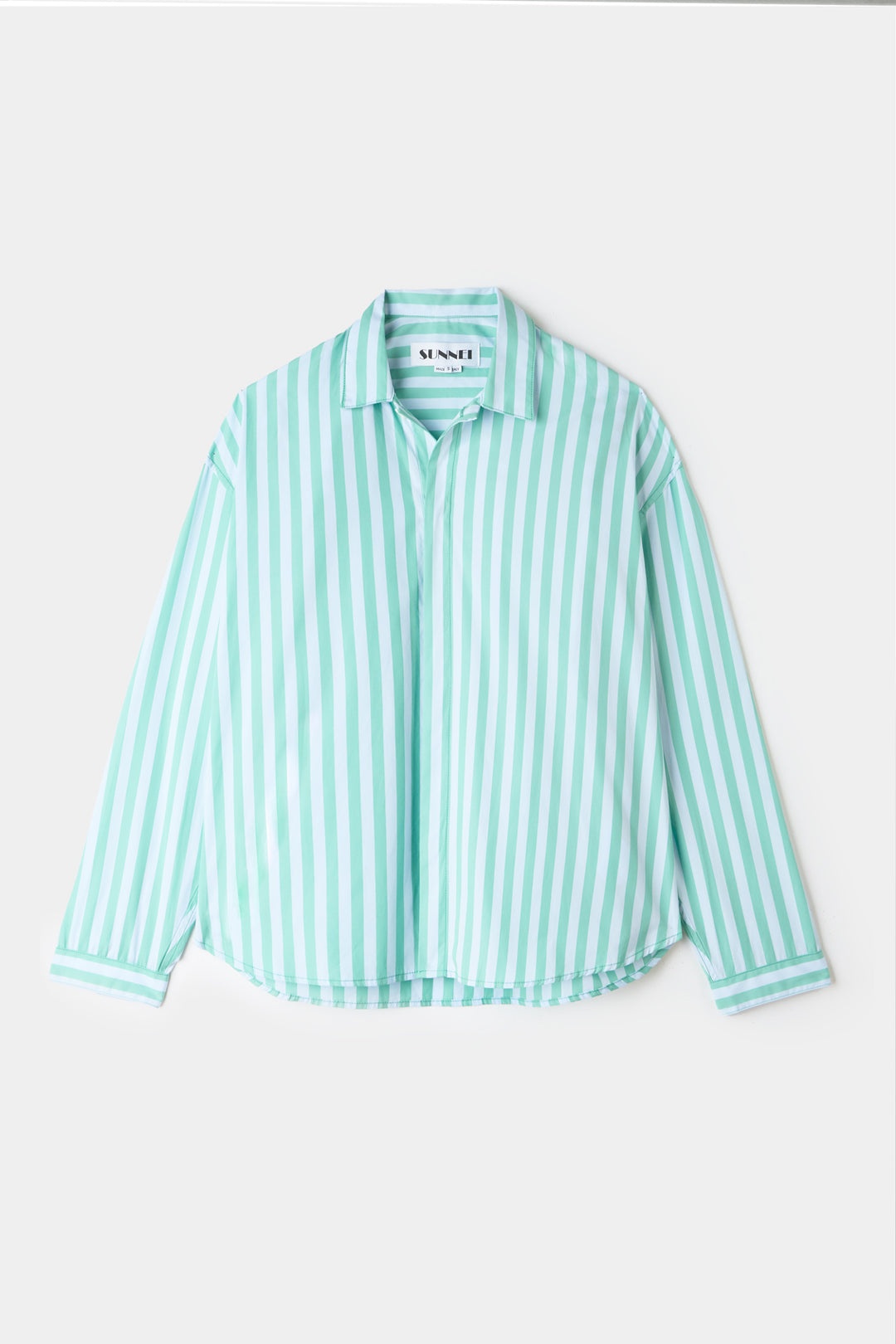 OVER SHIRT / green & azure stripes - 2