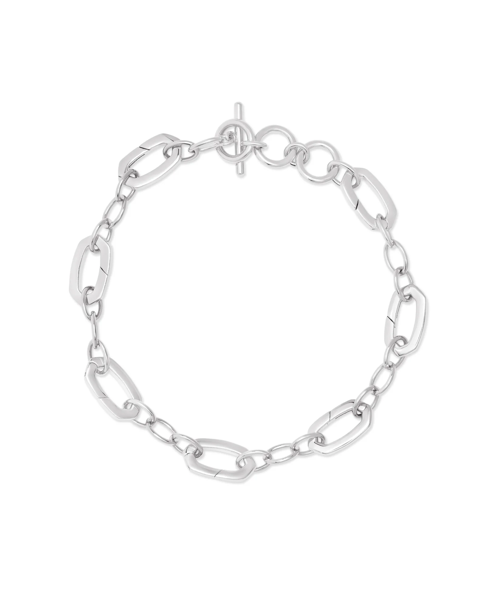 Link & Chain Charm Bracelet in Sterling Silver - 1