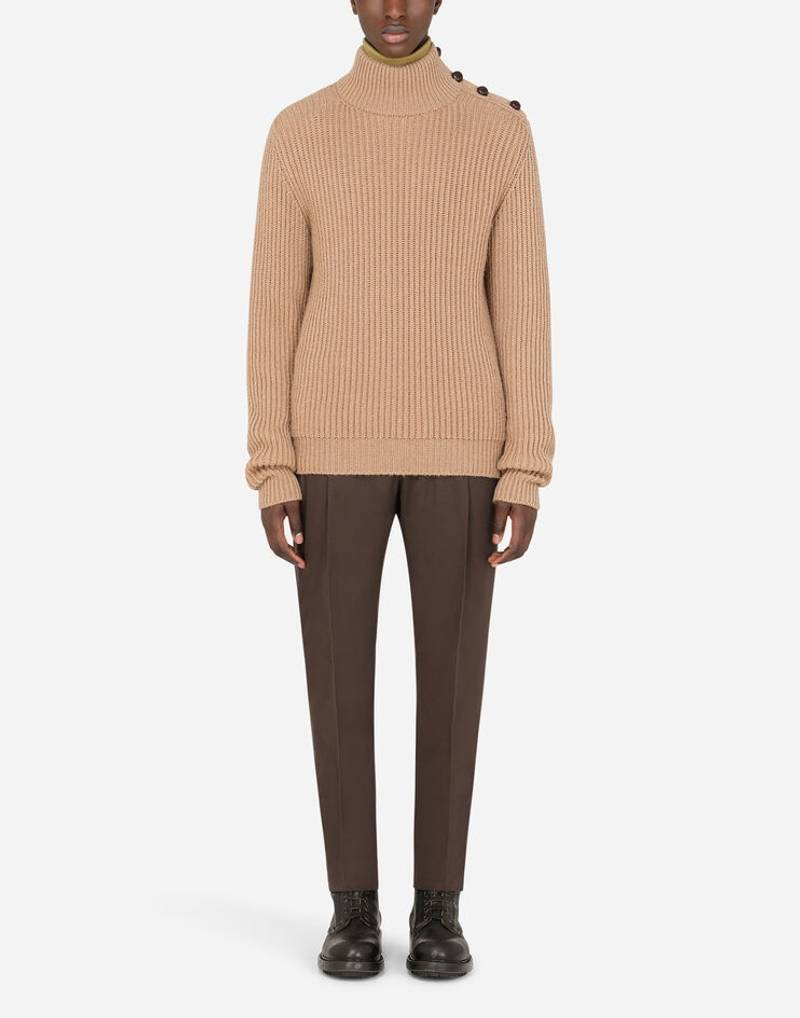 Dolce & Gabbana Turtle-neck sweater in camel wool outlook