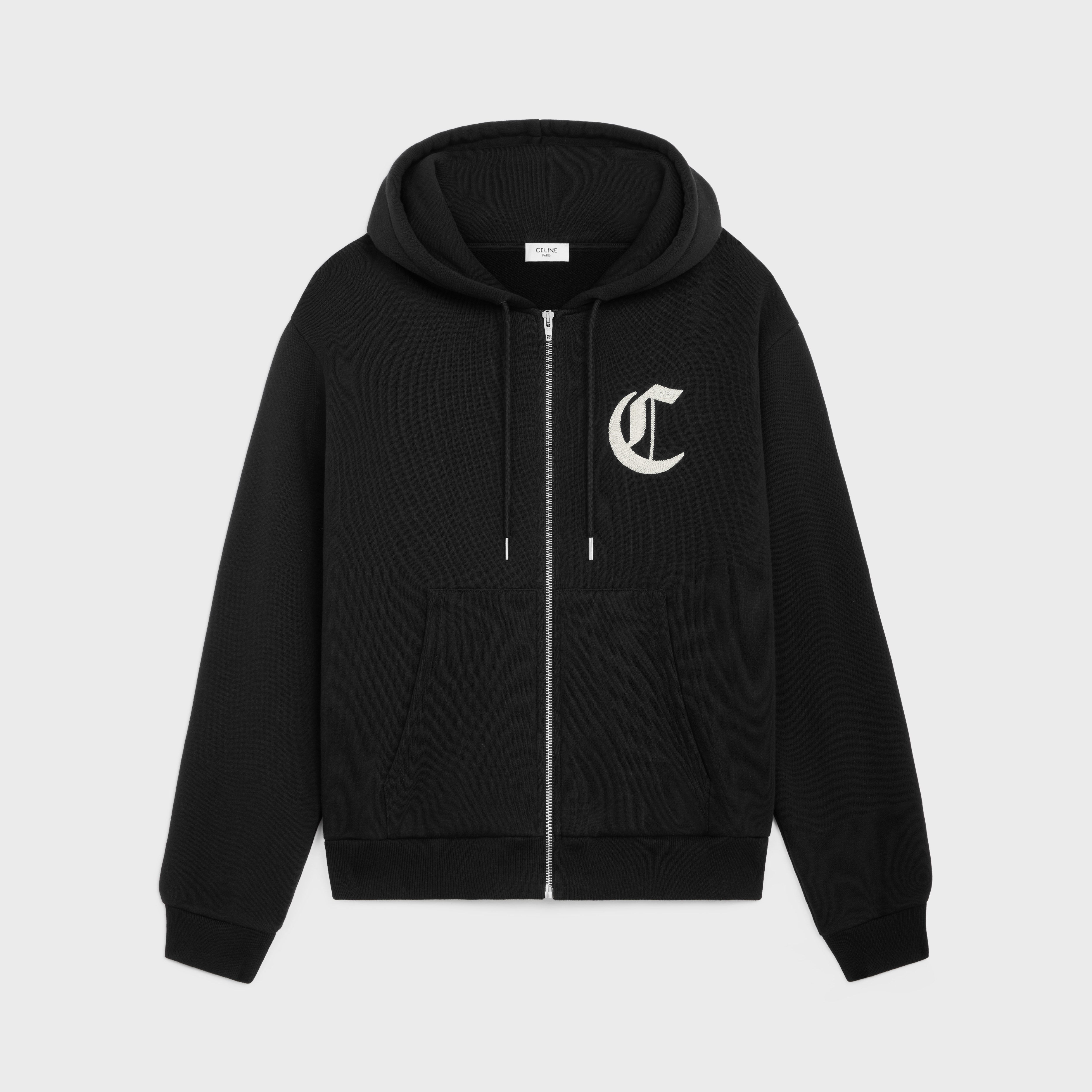 celine zipped hoodie in cotton fleece - 1
