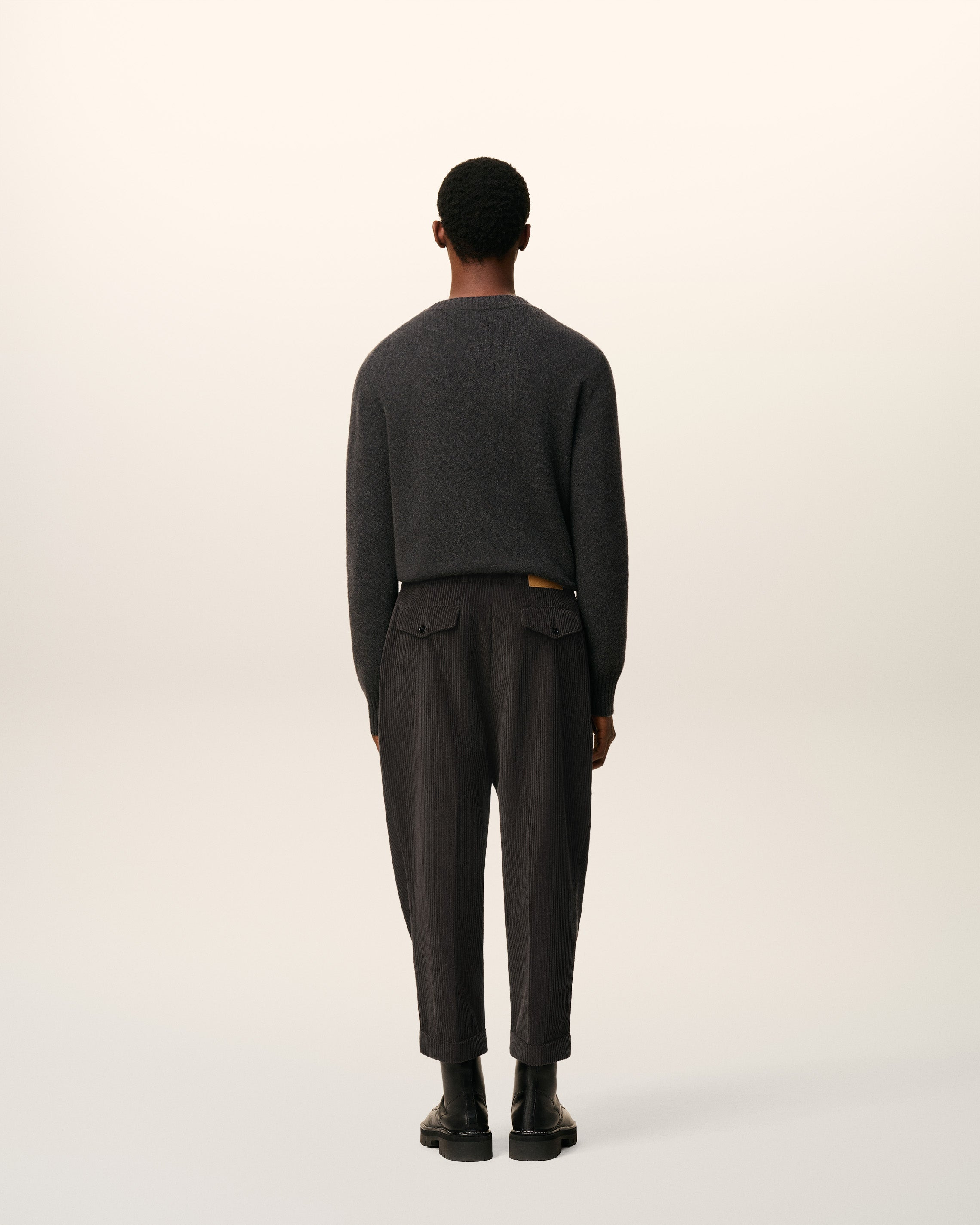 BLACK COTTON CARROT OVERSIZED TROUSERS - 6