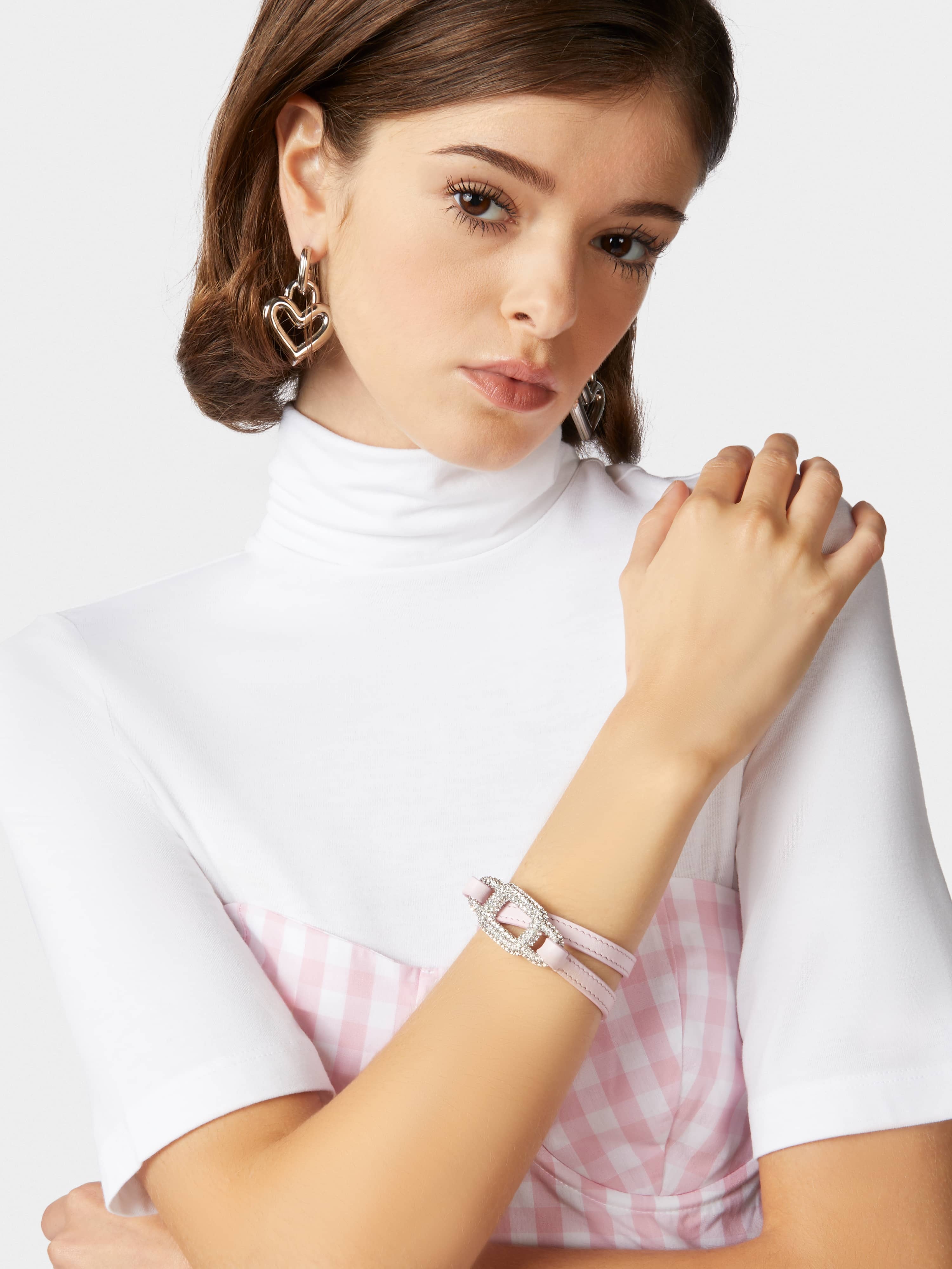 Viv' Choc Strass Bracelet in Leather - 5