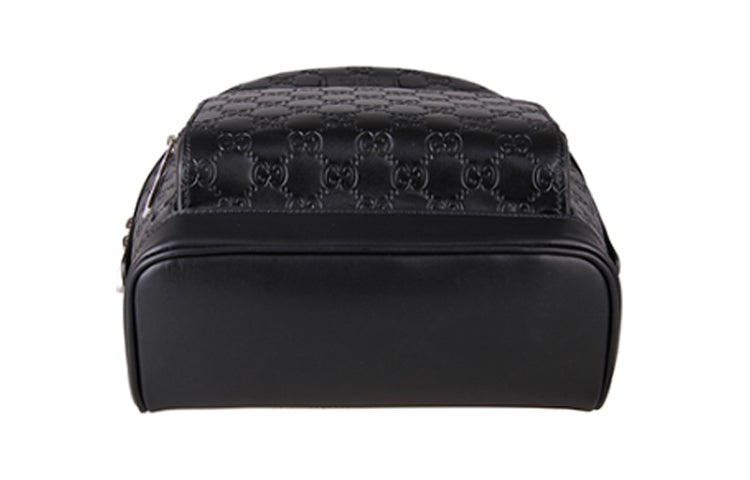 Gucci Logo Embossing Cowhide Schoolbag Backpack Black Minimalistic Classic 450967-CWCQN-1000 - 5