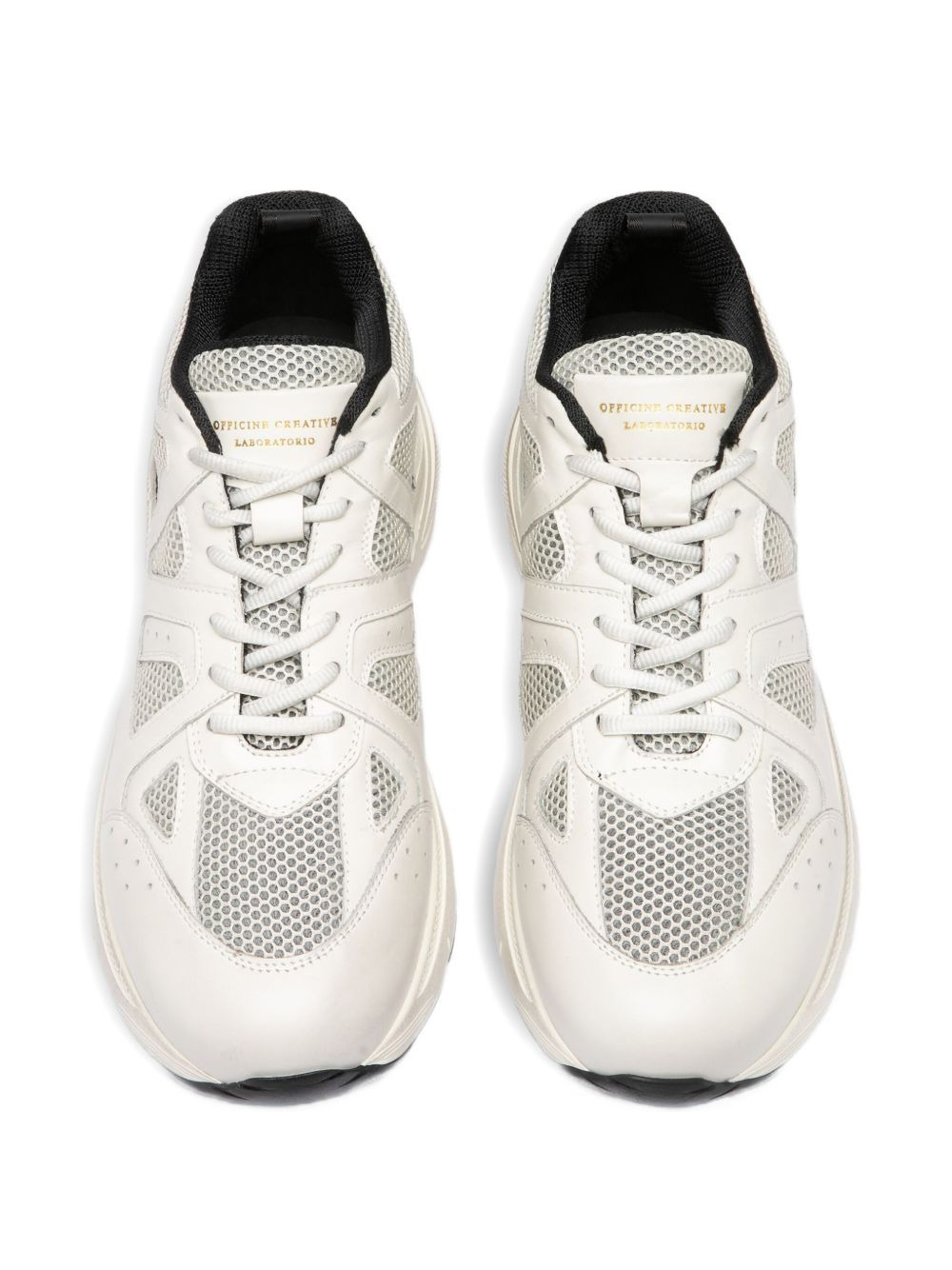 mesh-panel leather sneakers - 3