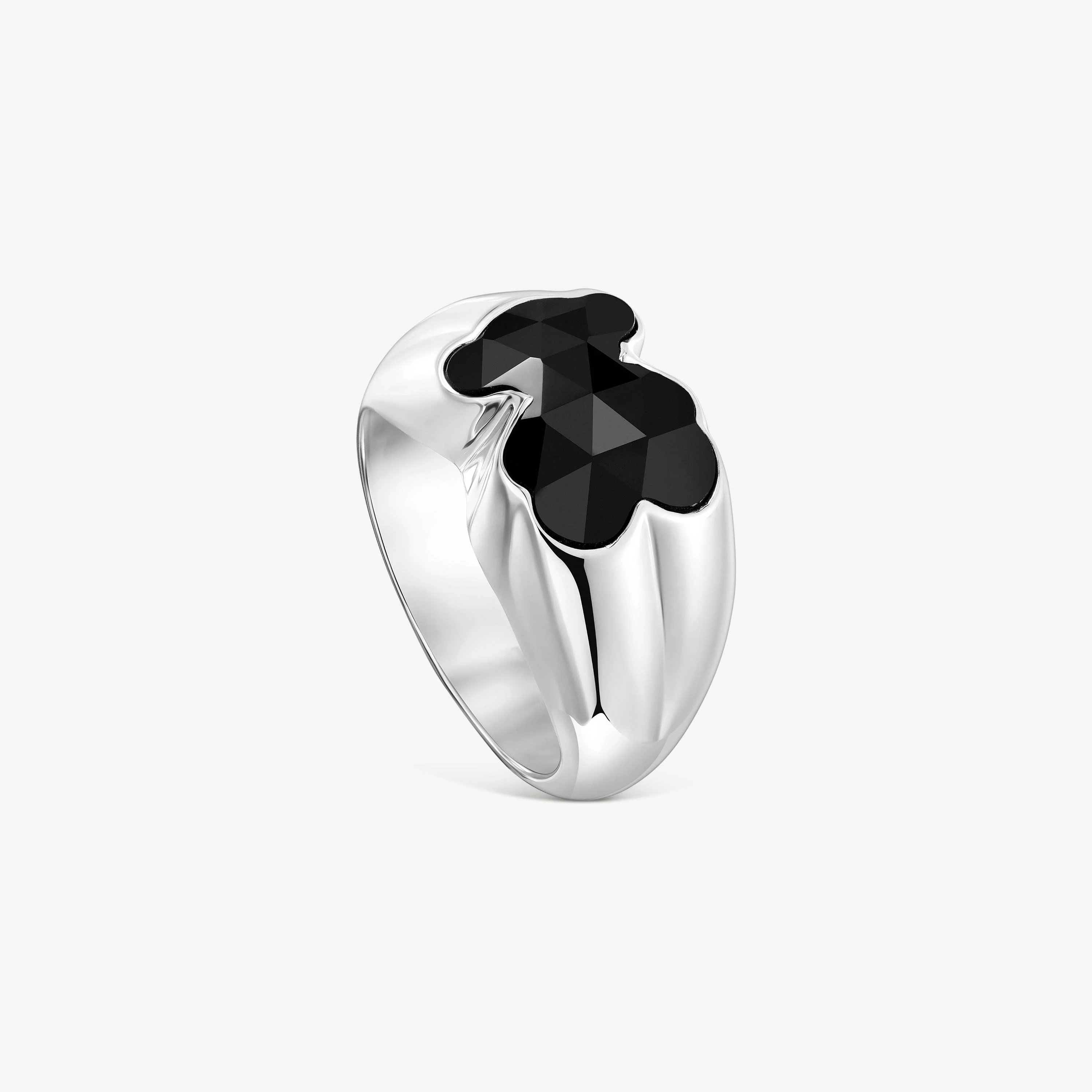Medium silver Ring with bear motif in onyx TOUS Icon Color - 1
