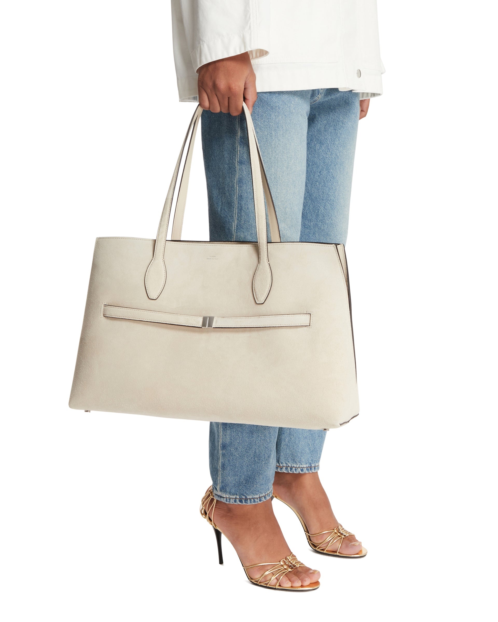 White Suede Lounge Tote - 4