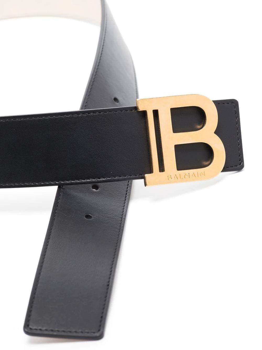 B-plaque leather belt - 3