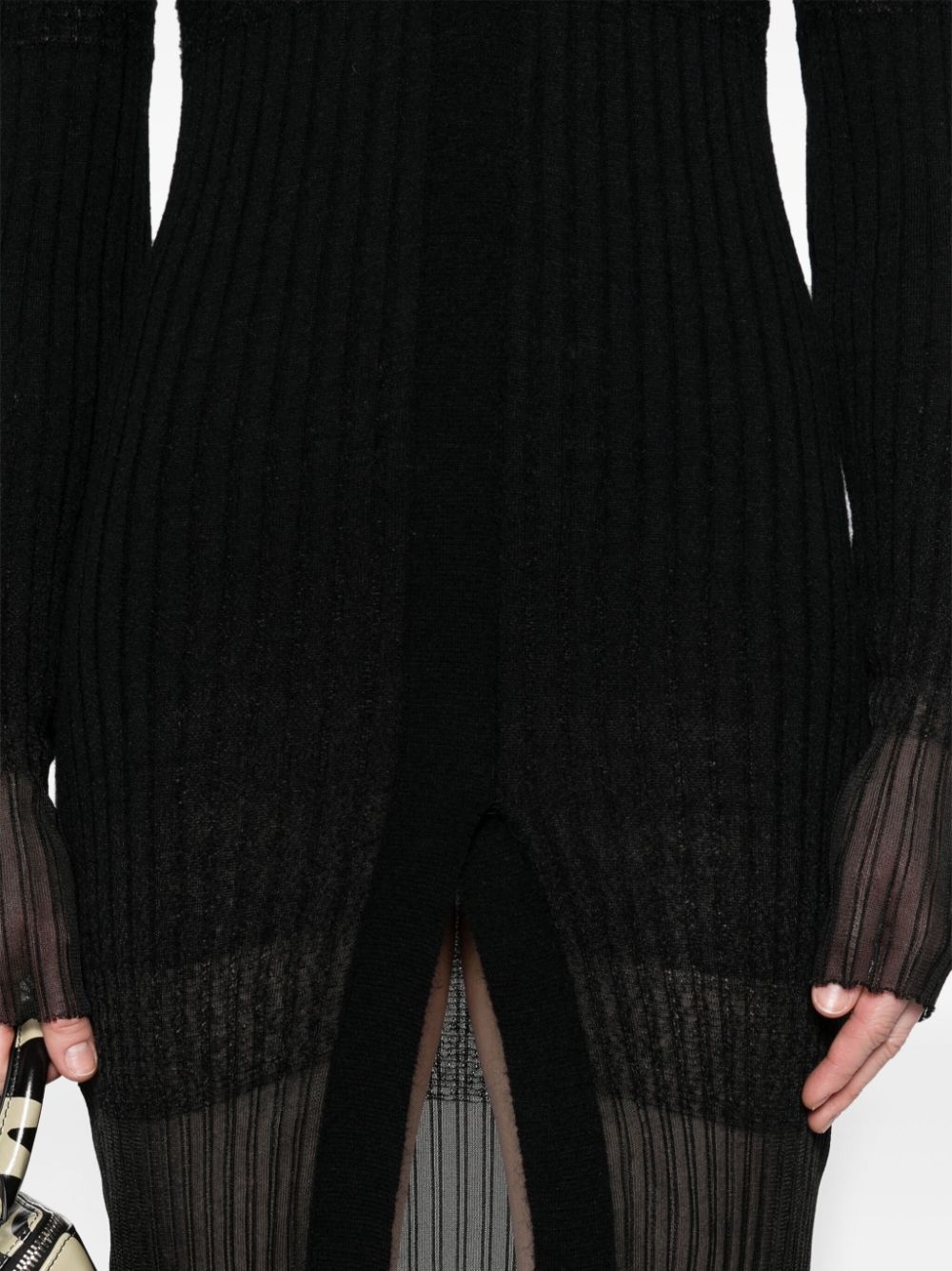 V-neck ribbed midi dress - 5