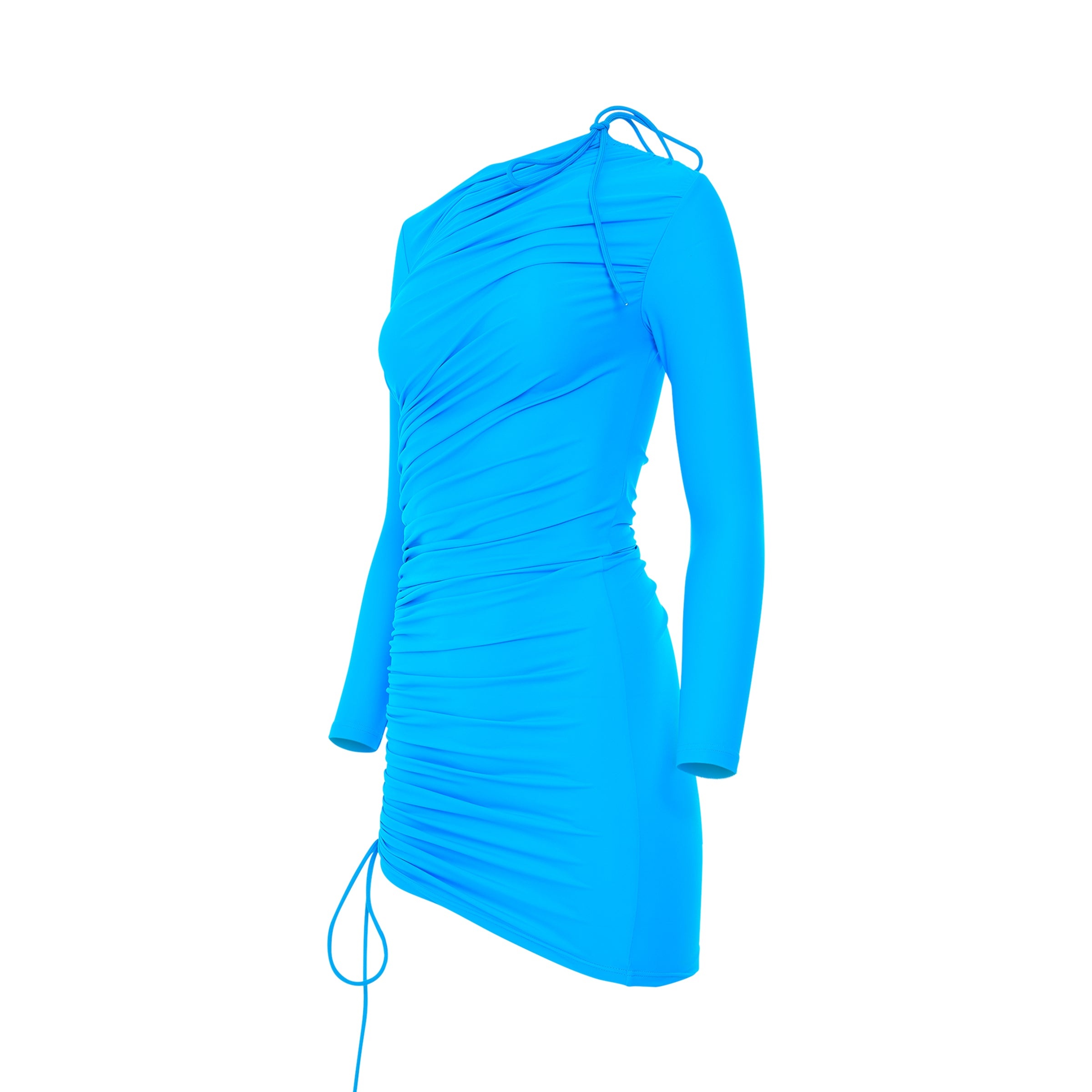 Mini Matte Spandex Dress in Cyan - 2