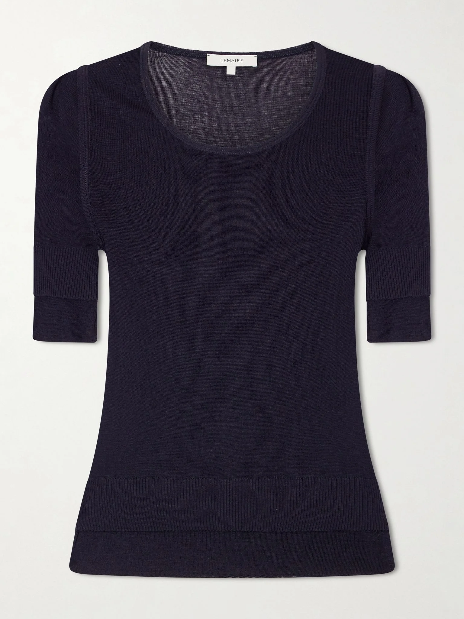 Trompe l'oeil knitted T-shirt Navy - 1