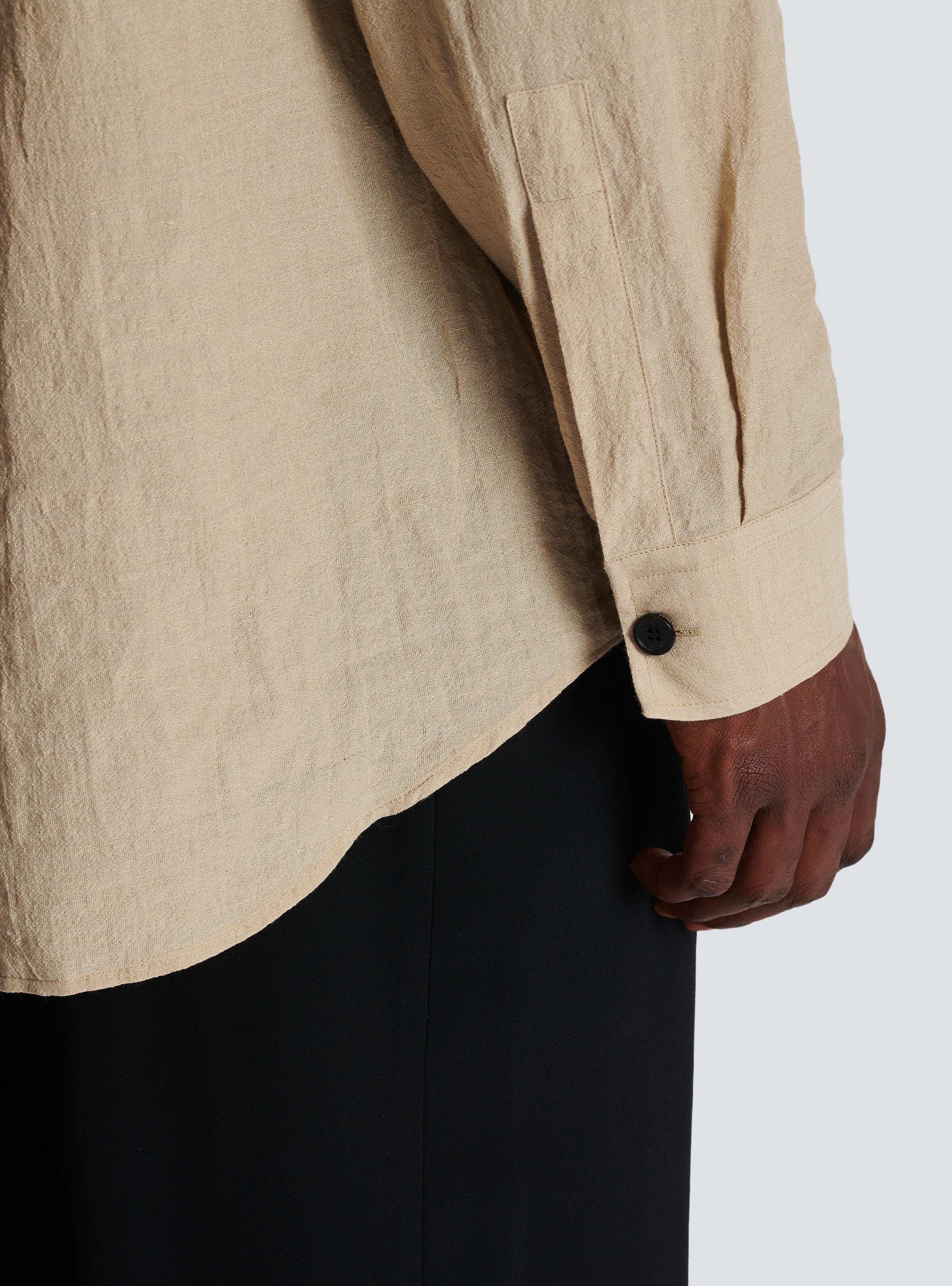 Cotton and linen draped shirt - 8