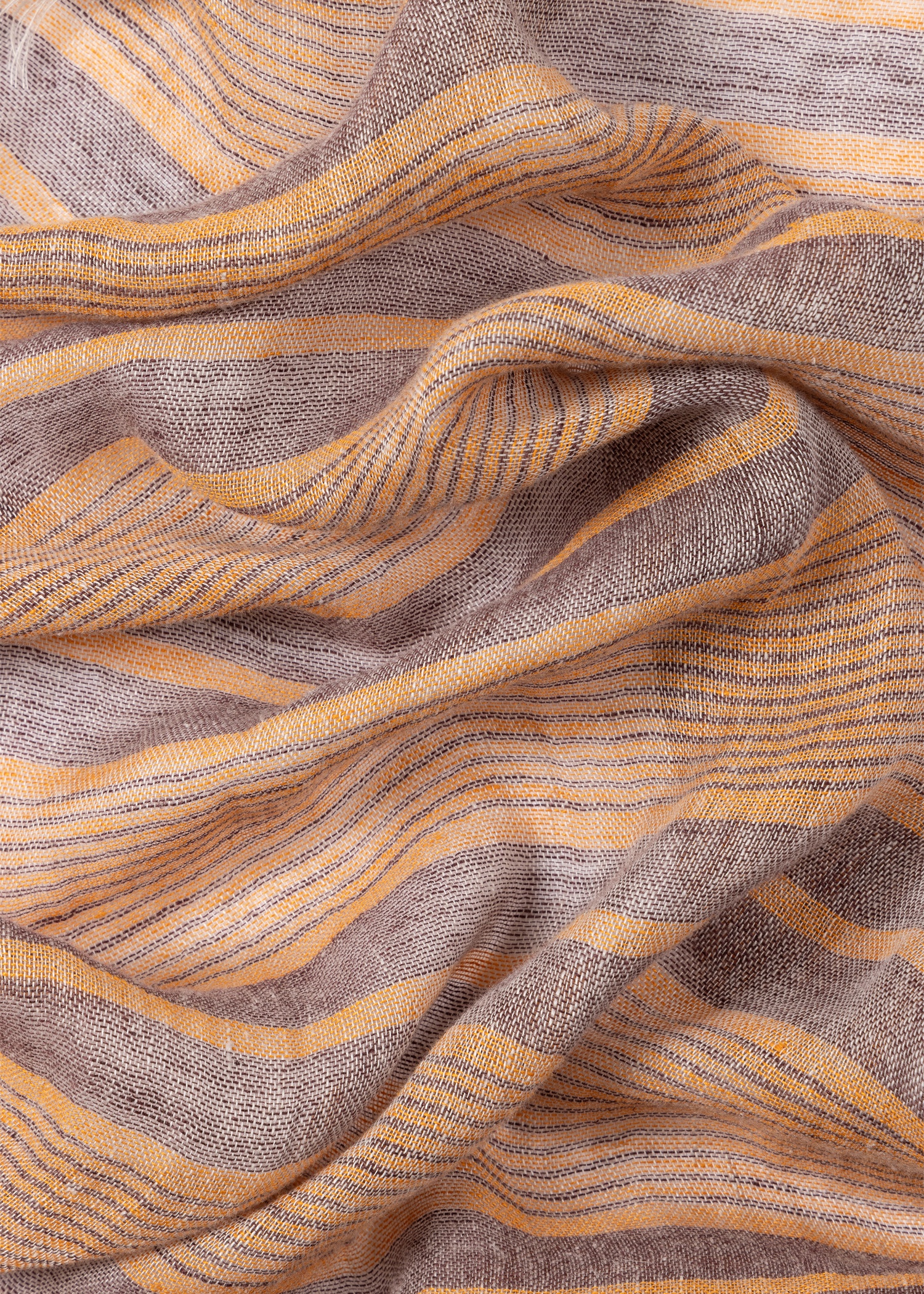 Orange Linen Stripe Scarf - 4