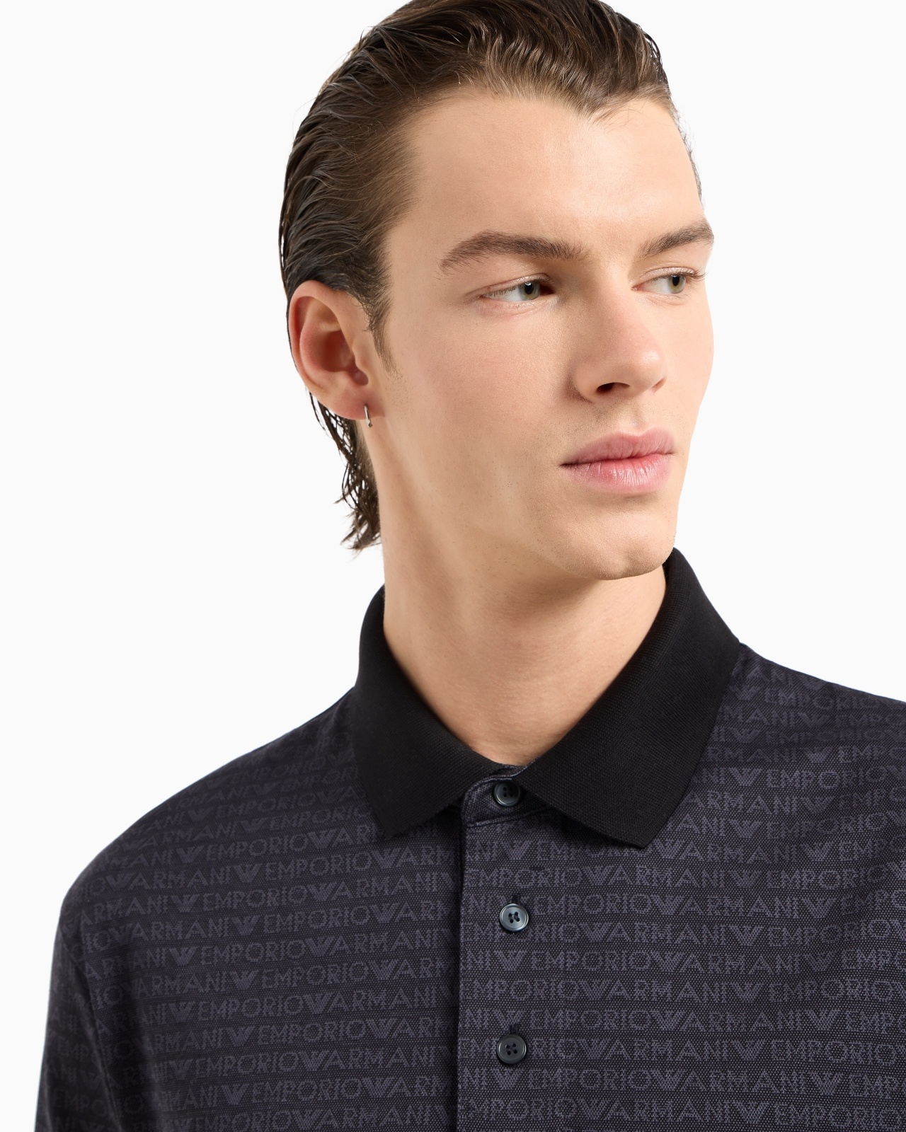 JERSEY POLO SHIRT WITH ALL-OVER JACQUARD LETTERING - 5