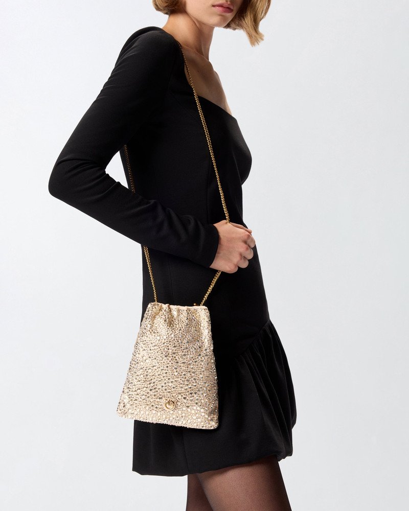 BABY SLOUCHY BAG FULLY RHINESTONED SHOULDER POUCH 6