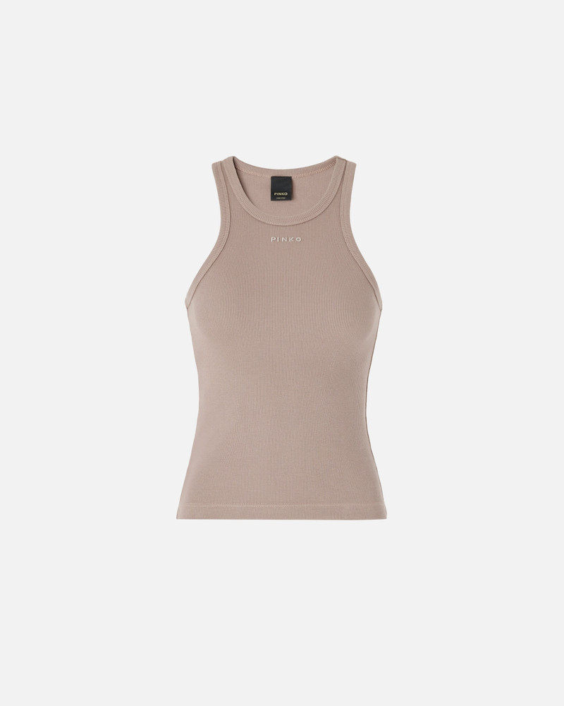 RIBBED VEST TOP WITH PINKO LOGO 1