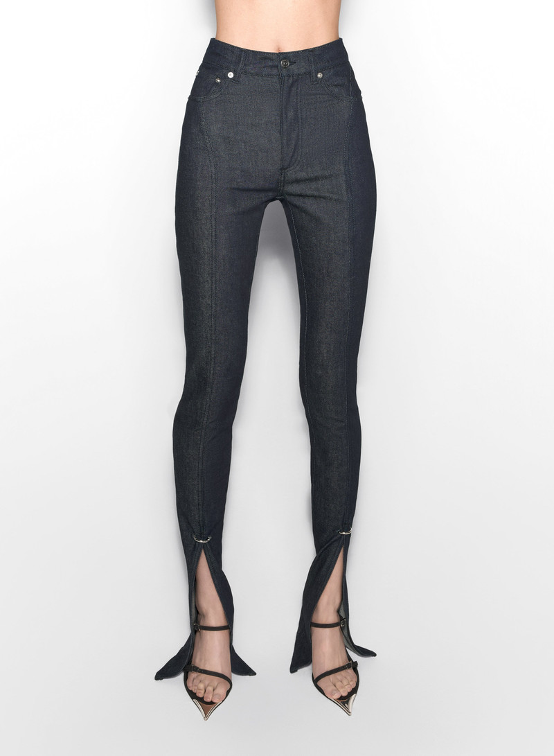 MUGLER pierced raw denim skinny jeans outlook
