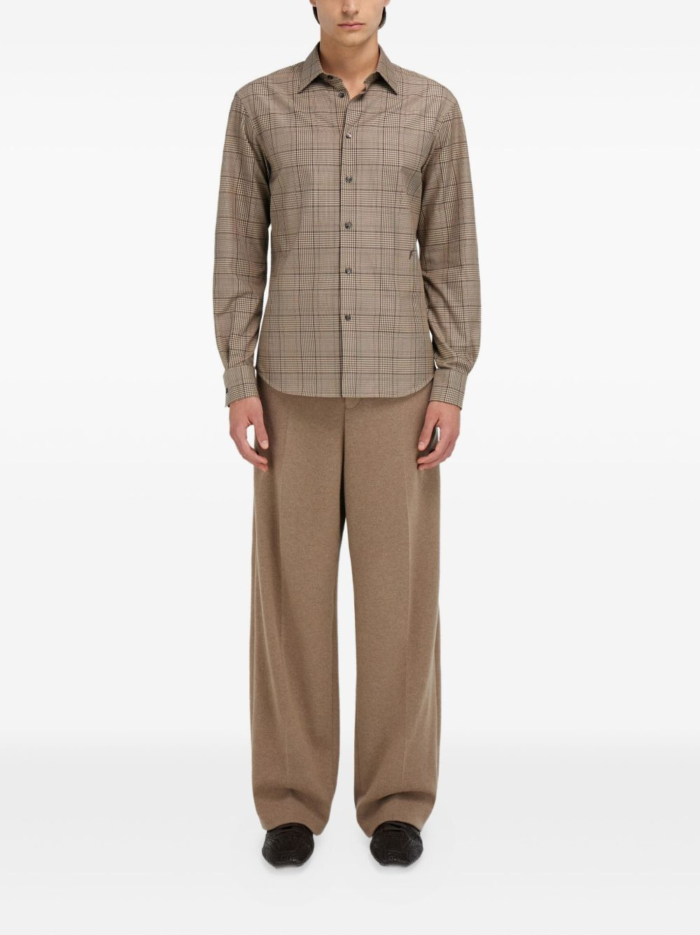checked button-fastening shirt - 2