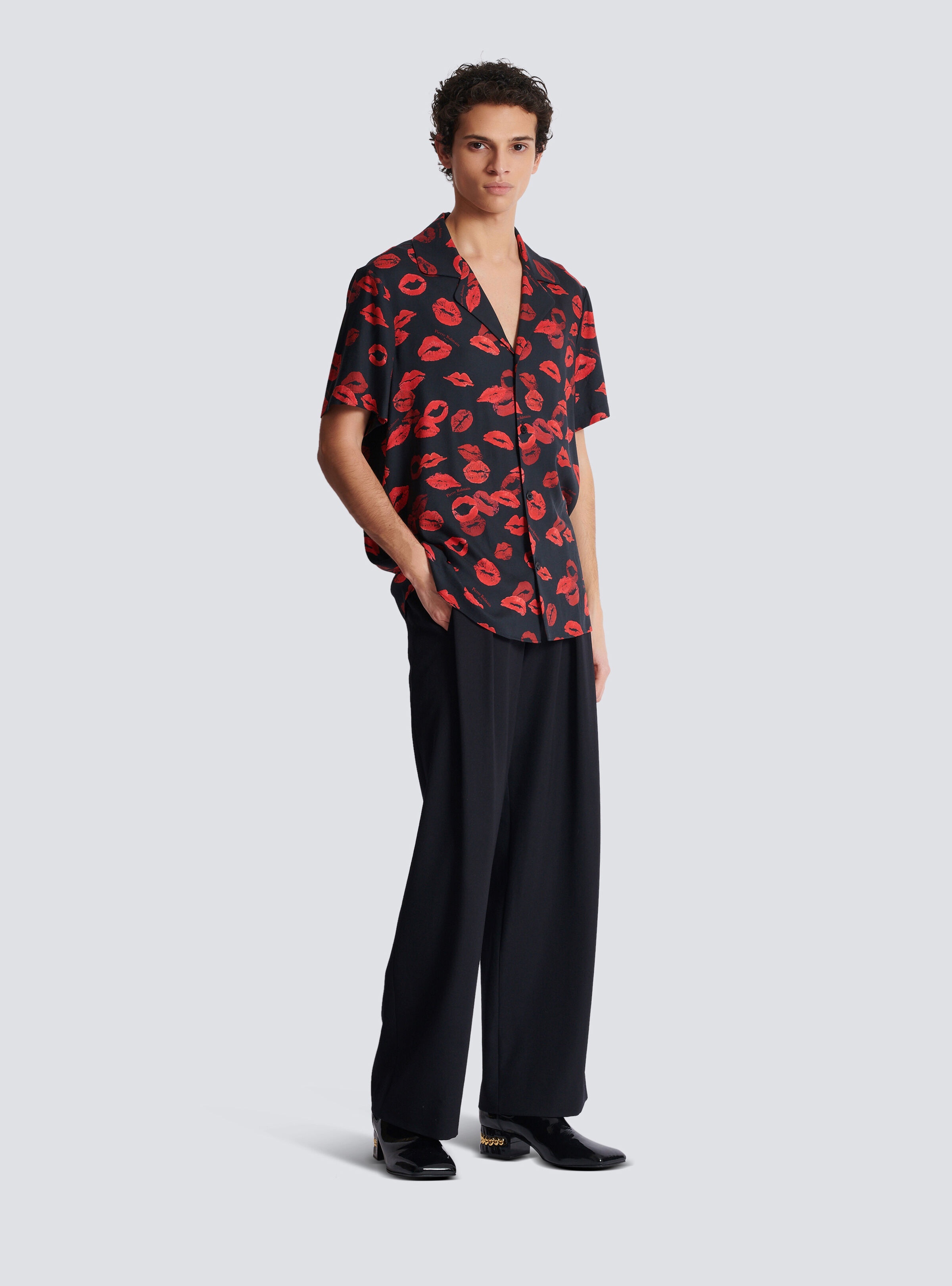 Twill pyjama shirt with Kiss print - 3