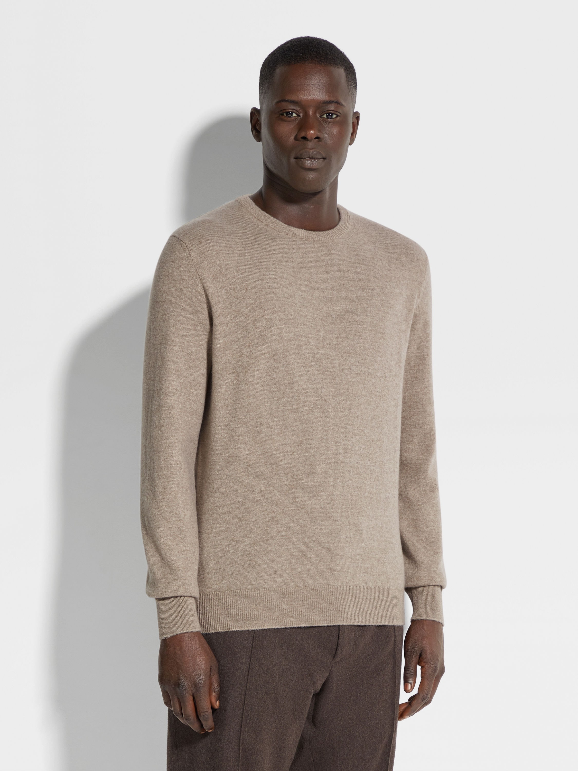 LIGHT TAUPE OASI CASHMERE CREWNECK - 4