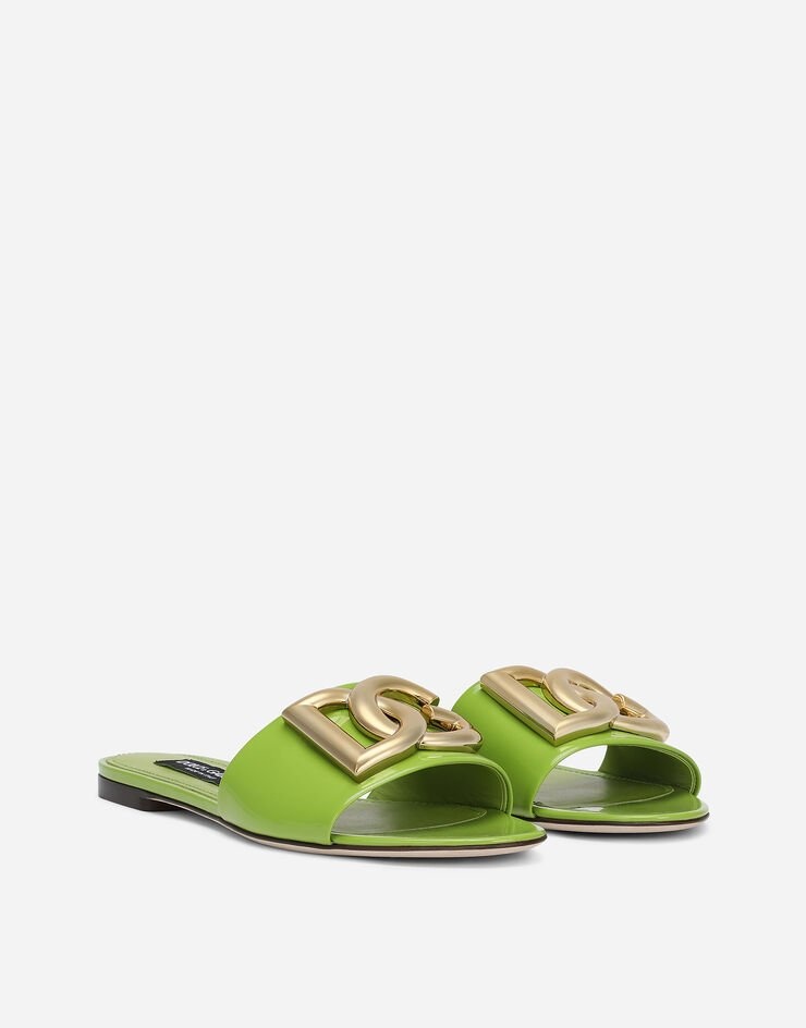 Polished calfskin sliders with DG logo - 2