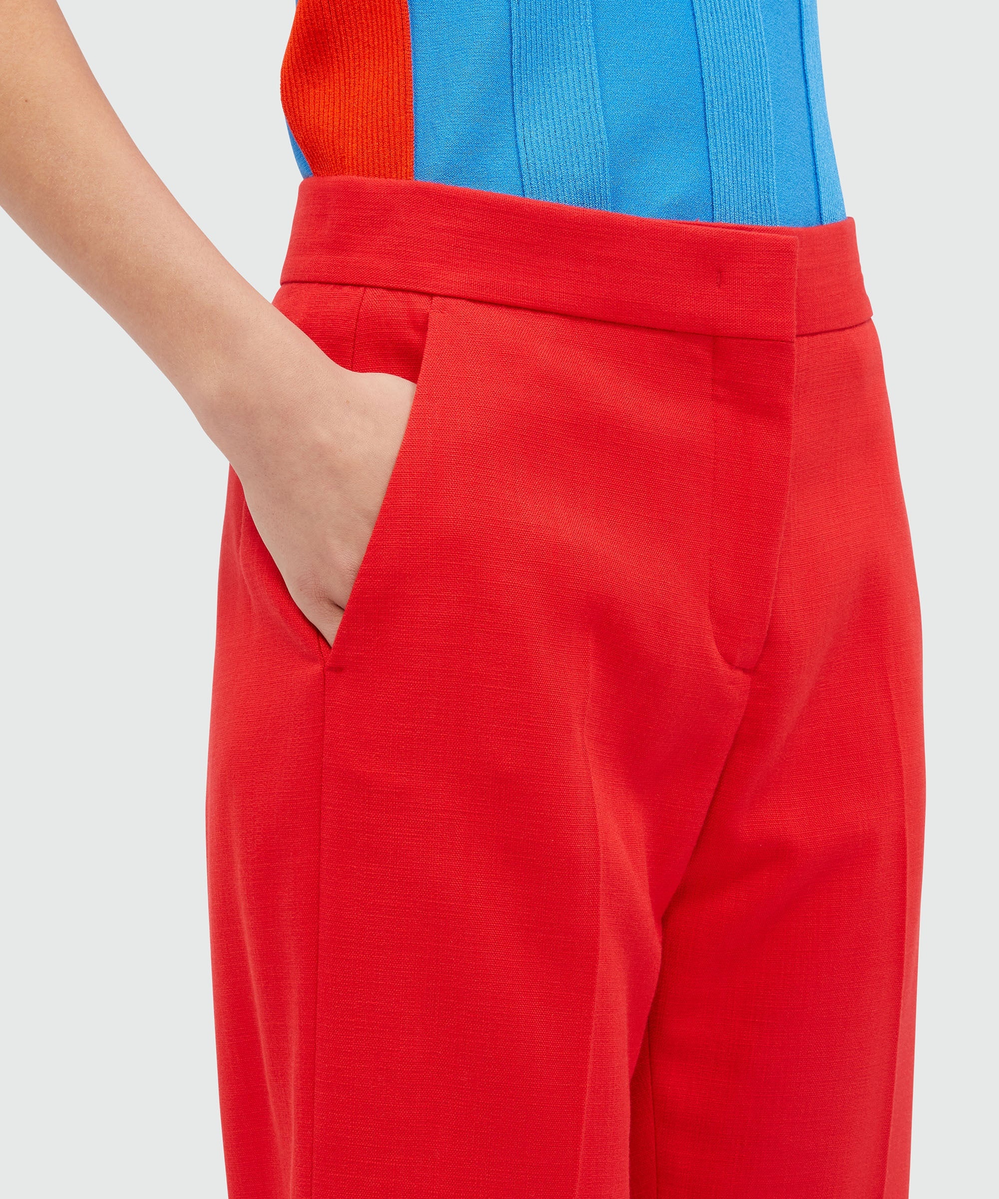 Red trousers in slub viscose canvas - 5