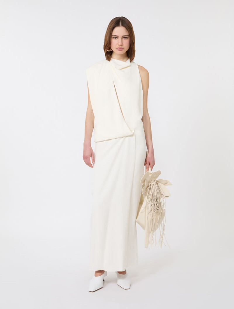 Sportmax Asymmetrical viscose dress - ecru outlook