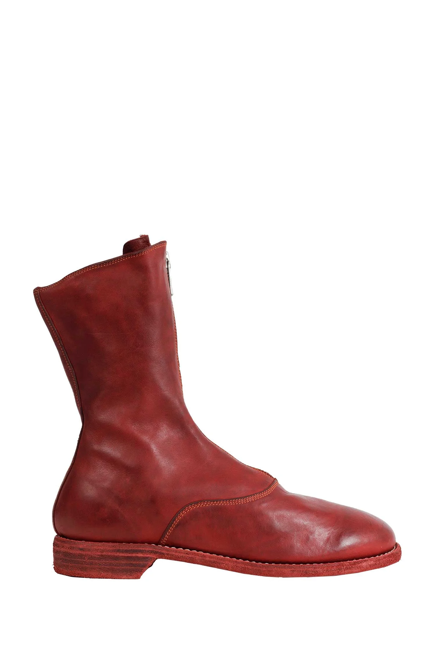 Zipped Brushed Leather Ankle Boots - 1