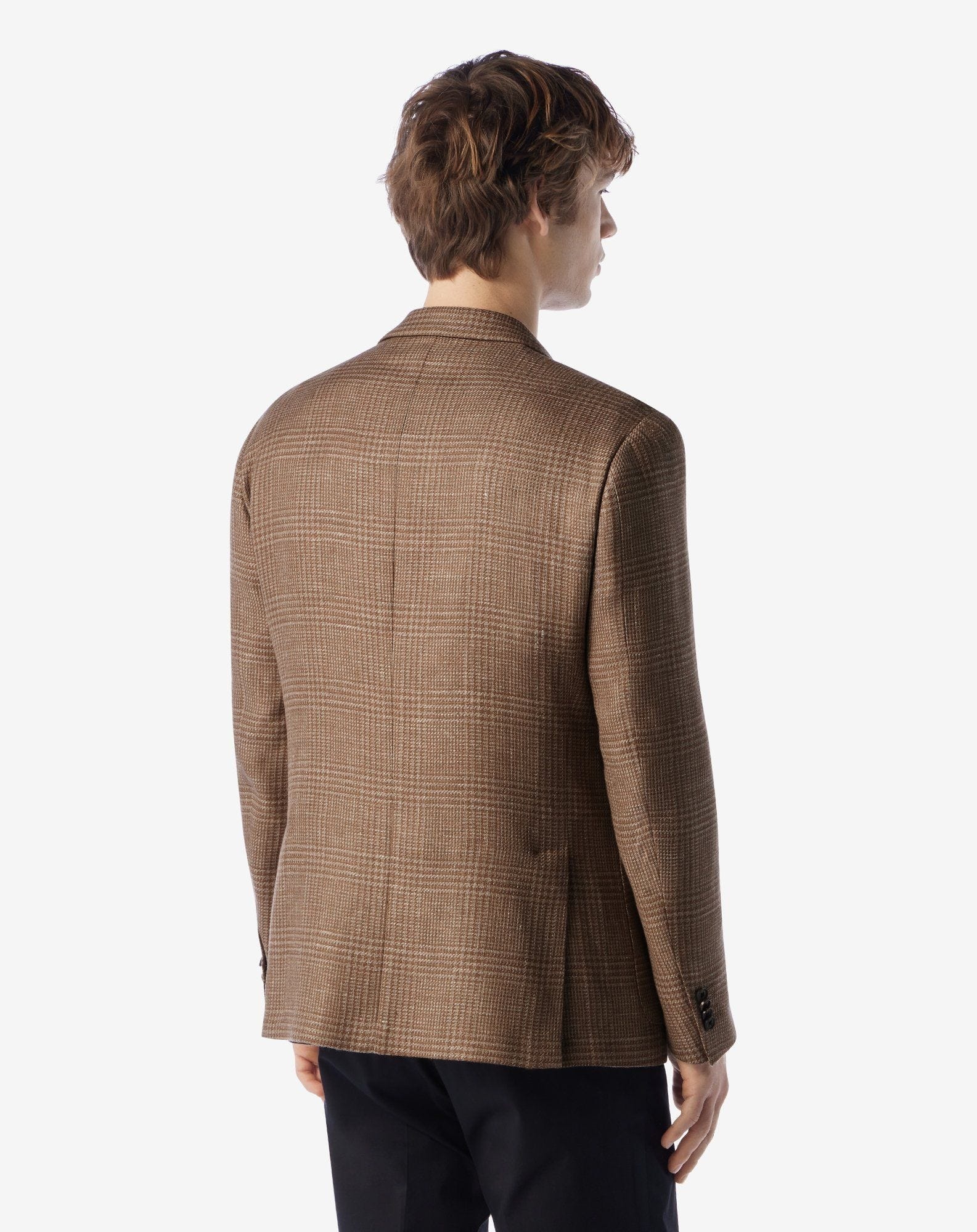 Caramel beige wool and linen jacket - 3
