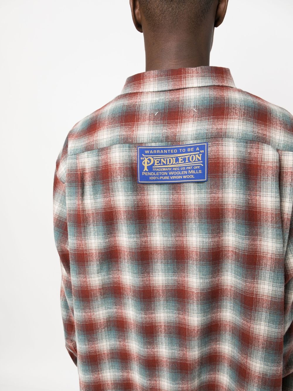 checked logo-patch shirt - 5