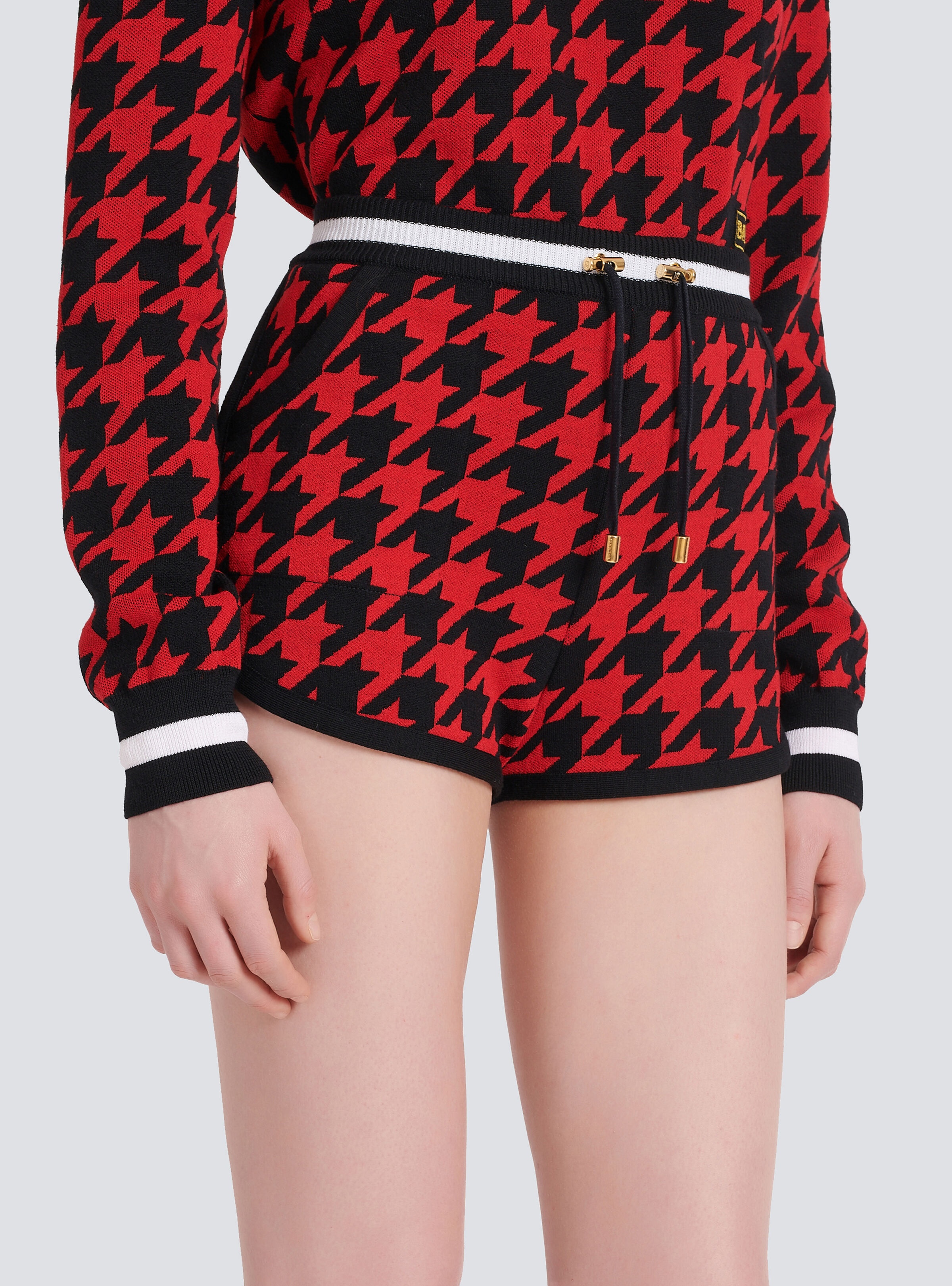 Houndstooth print knit shorts - 7