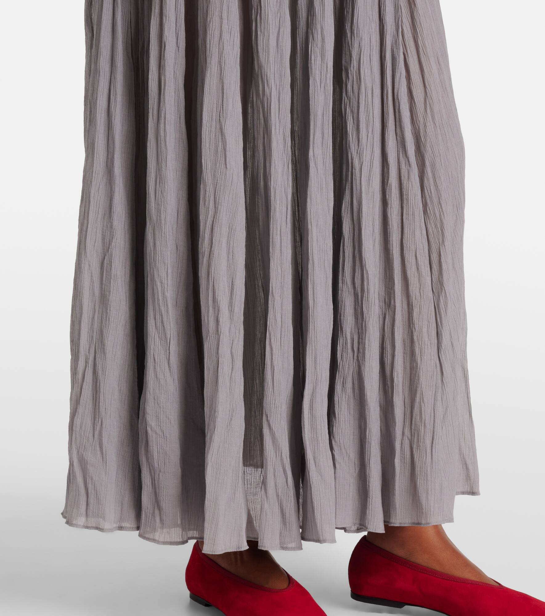 Plissé cotton-blend maxi skirt - 5