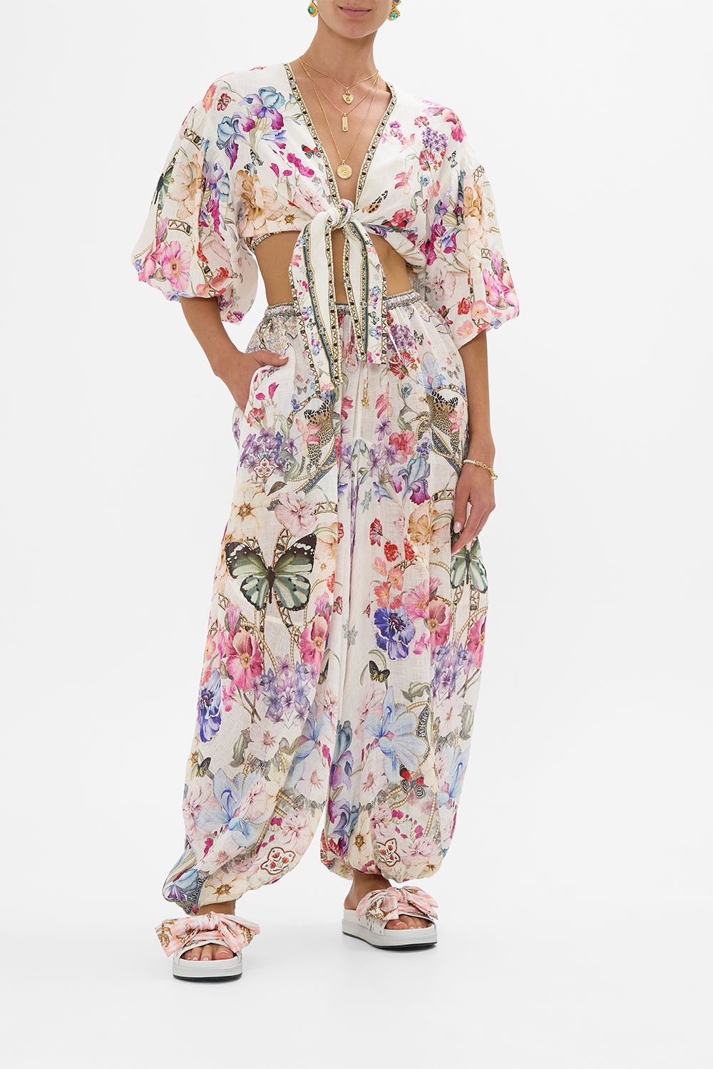 PANELLED HAREM PANT WITH TIE WAIST - 2